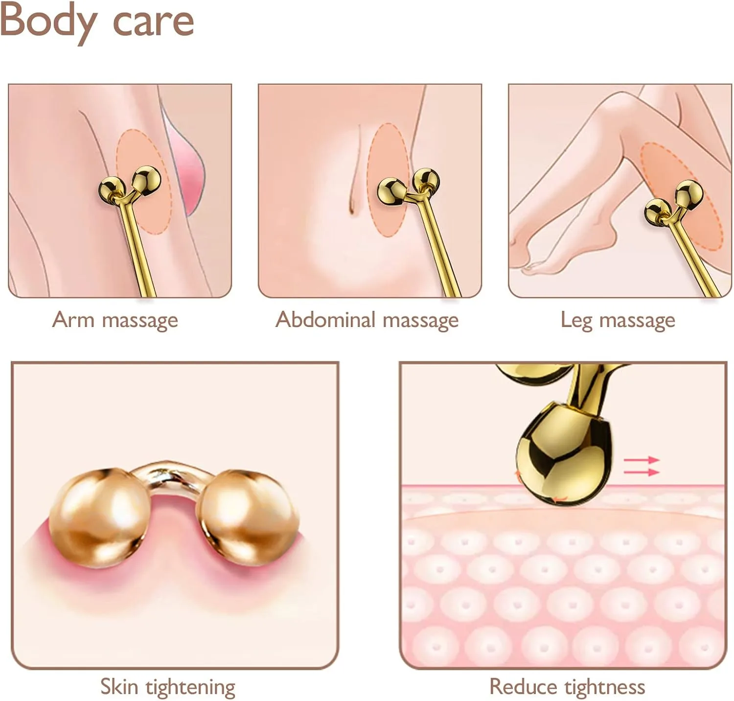 Tekson Faical Roller Massager, 3D Metal Face Massage Tool, Gold