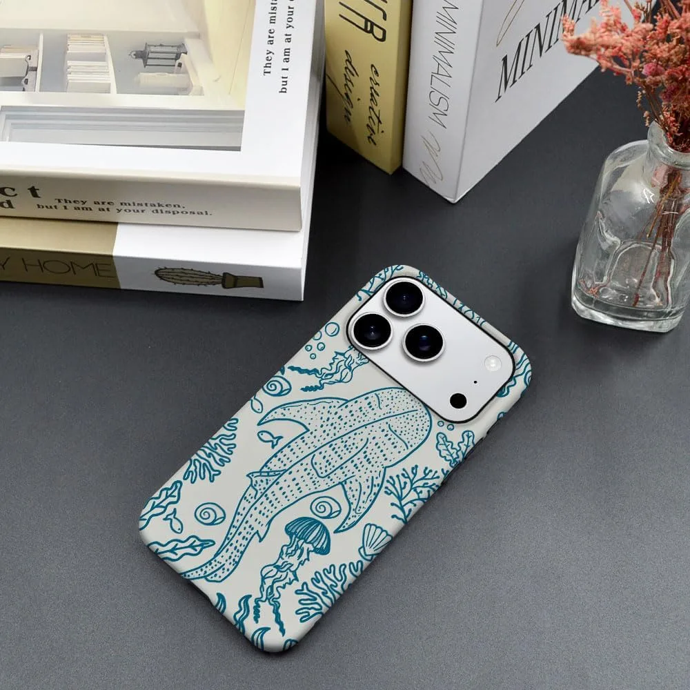 Case Compatible with iPhone 18 Pro/iPhone 17 Pro,Fall Prevention Hybrid 2-Layer Hard Shell Phone Cover for Girls Boys,Oceans Whales Sharks