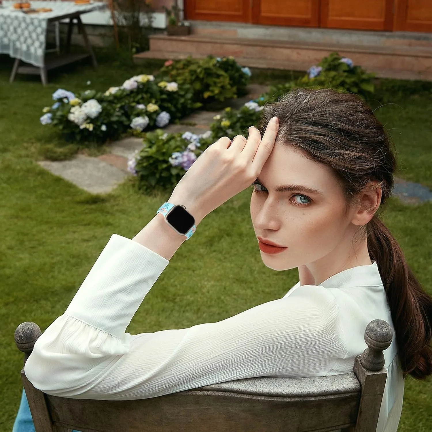 Witzon Floral Silicone Band Compatible with Apple Watch Bands For Women