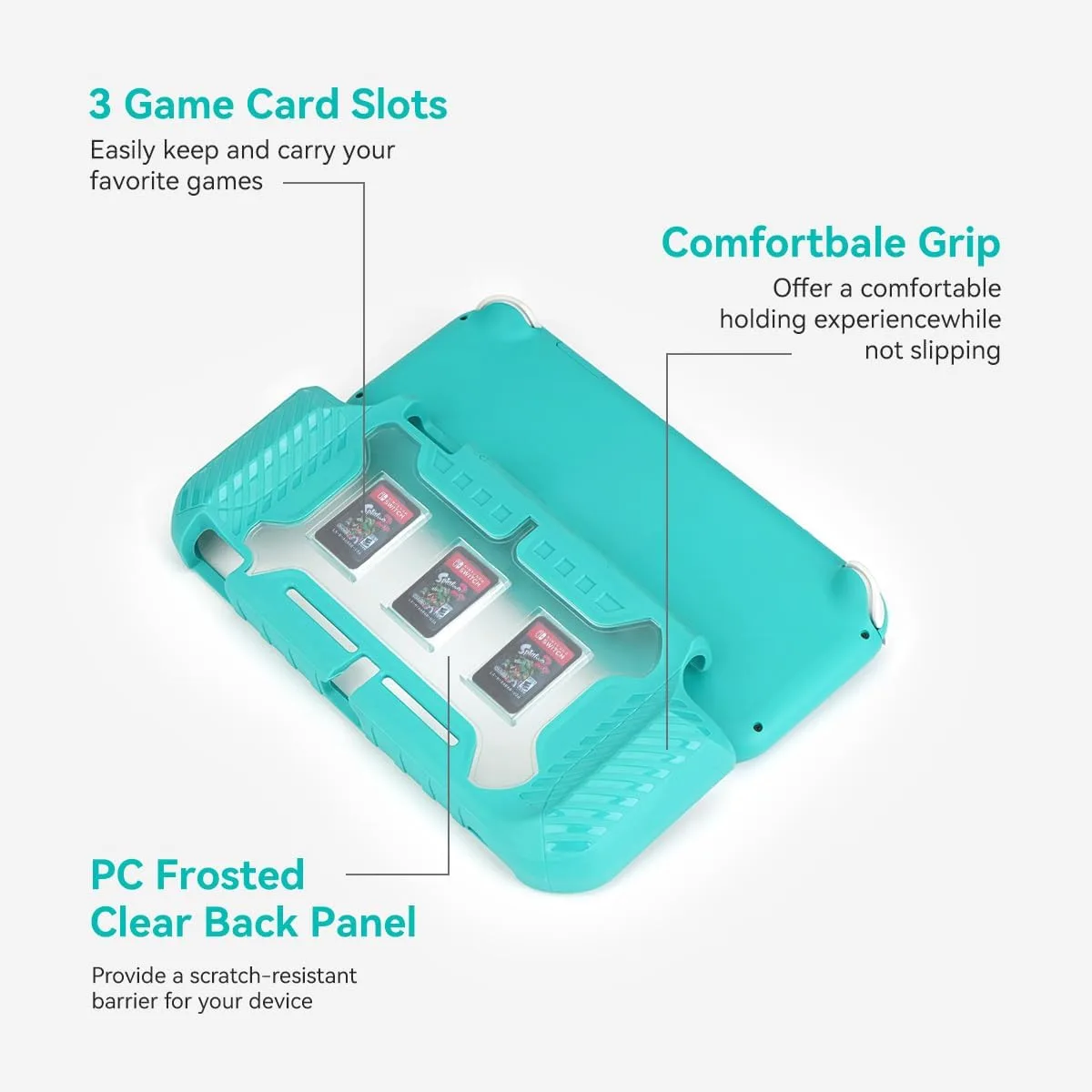 KIWIHOME Protective Case for Switch Lite 2019, with Thumb Grip Caps