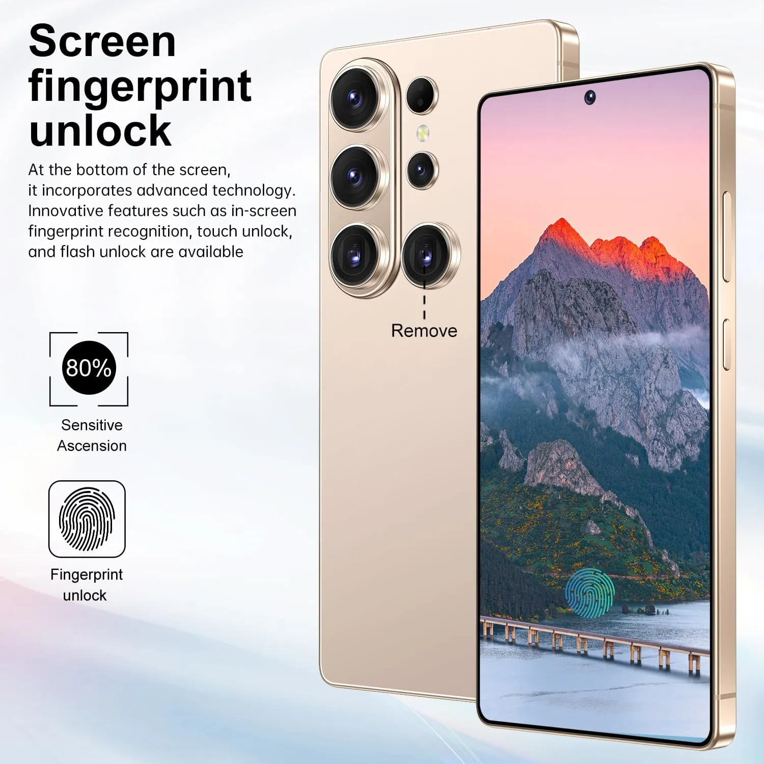 Huness S26 Ultra Unlocked Phone,Built in Pen The Phone,Cell Phone Battery 7000mAh 6.99" HD Screen,Android 15 16+512GB Smartphone,Dual SIM/5G/Face ID/Fingerprint Lock/GPS (Gold)