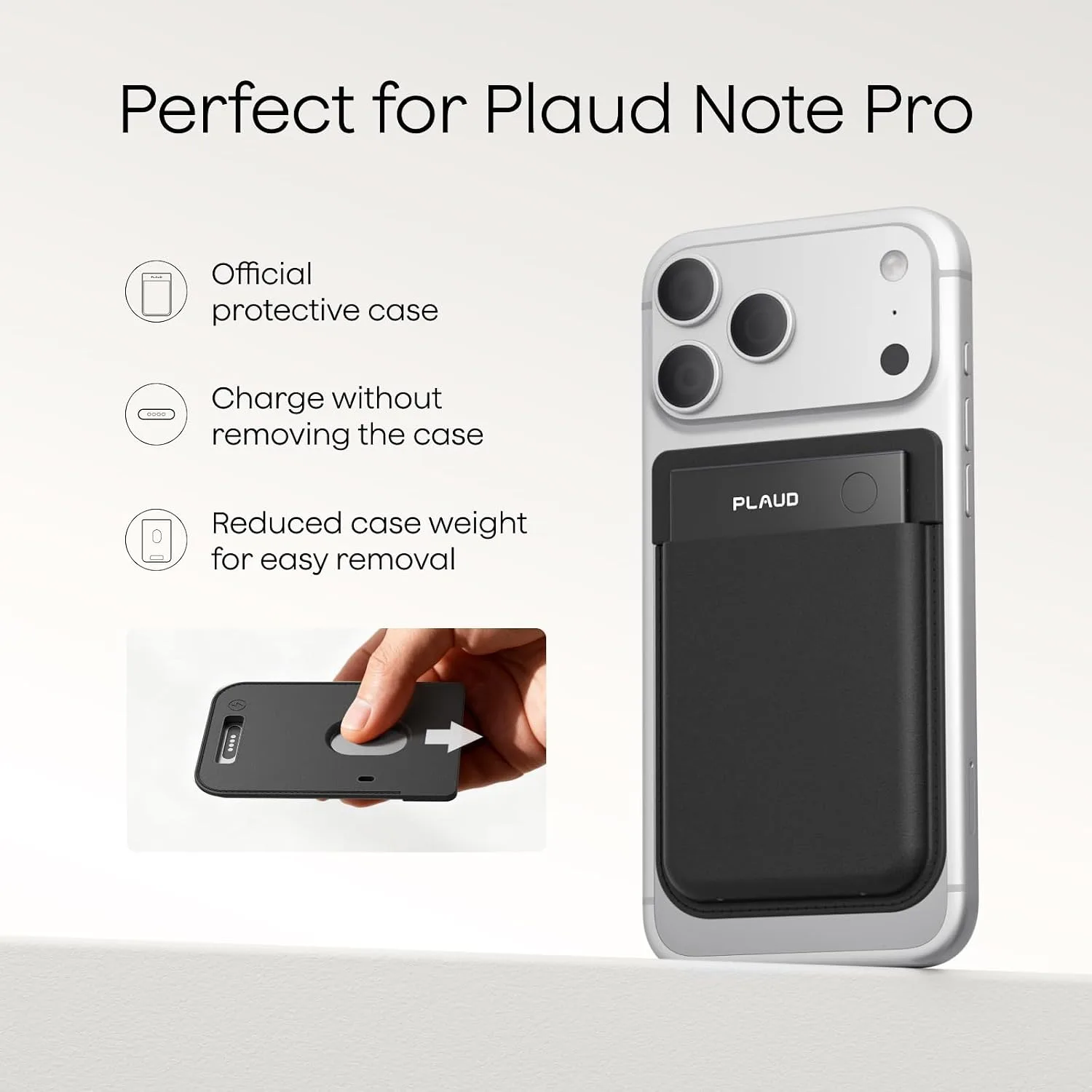 Replacement Magnetic Case for Plaud Note Pro AI Voice Recorder, Black