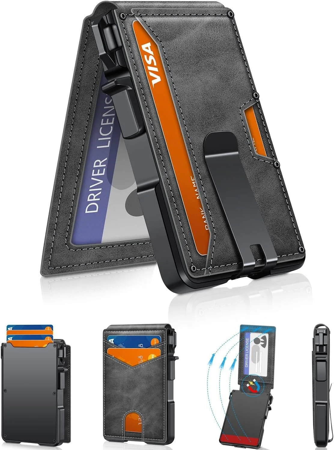 Wallet for Mens Minimalist Wallet 9-13 Cards RFID Blocking Slim Wallet