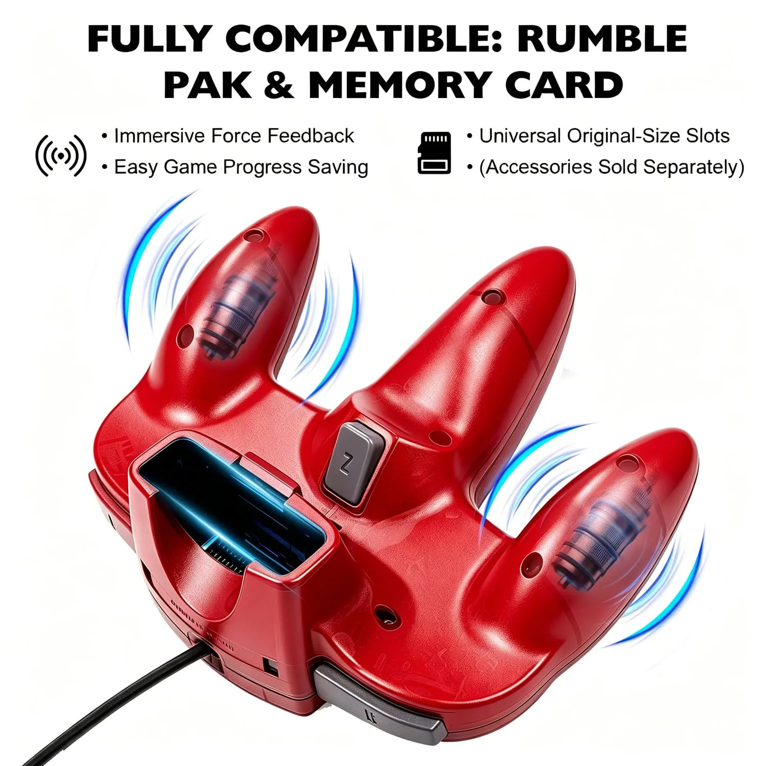 miadore 2 Pack N64 Wired controller,Retro N64 Remote Joystick Gamepad Controller Compatible with N64 Video Game System Console(blue+red)
