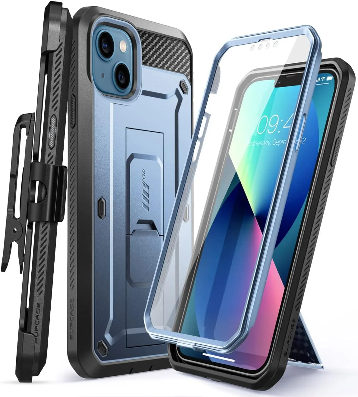 SUPCASE for iPhone 13 Case (6.1 inch) with Screen Protector, Cerulean