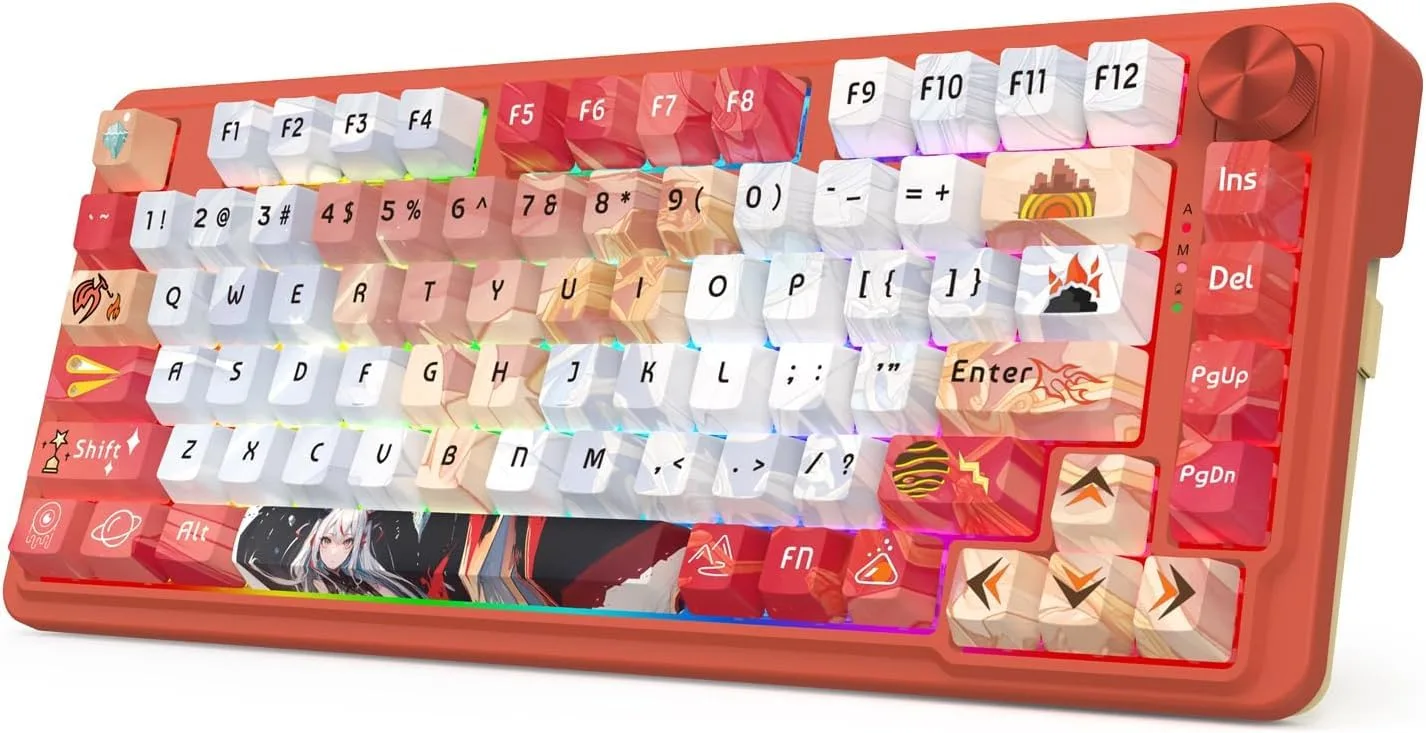 Redragon K673 PRO Wireless 81-Key RGB Gasket Gaming Keyboard, Scroll Knob