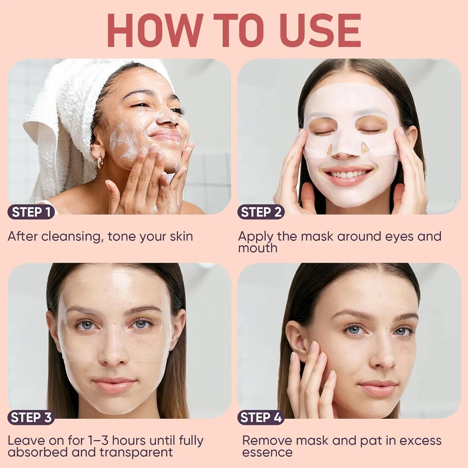 Bio-Collagen Facial Mask 8 EA, Hydrating & Soothing Hydrogel Face Mask