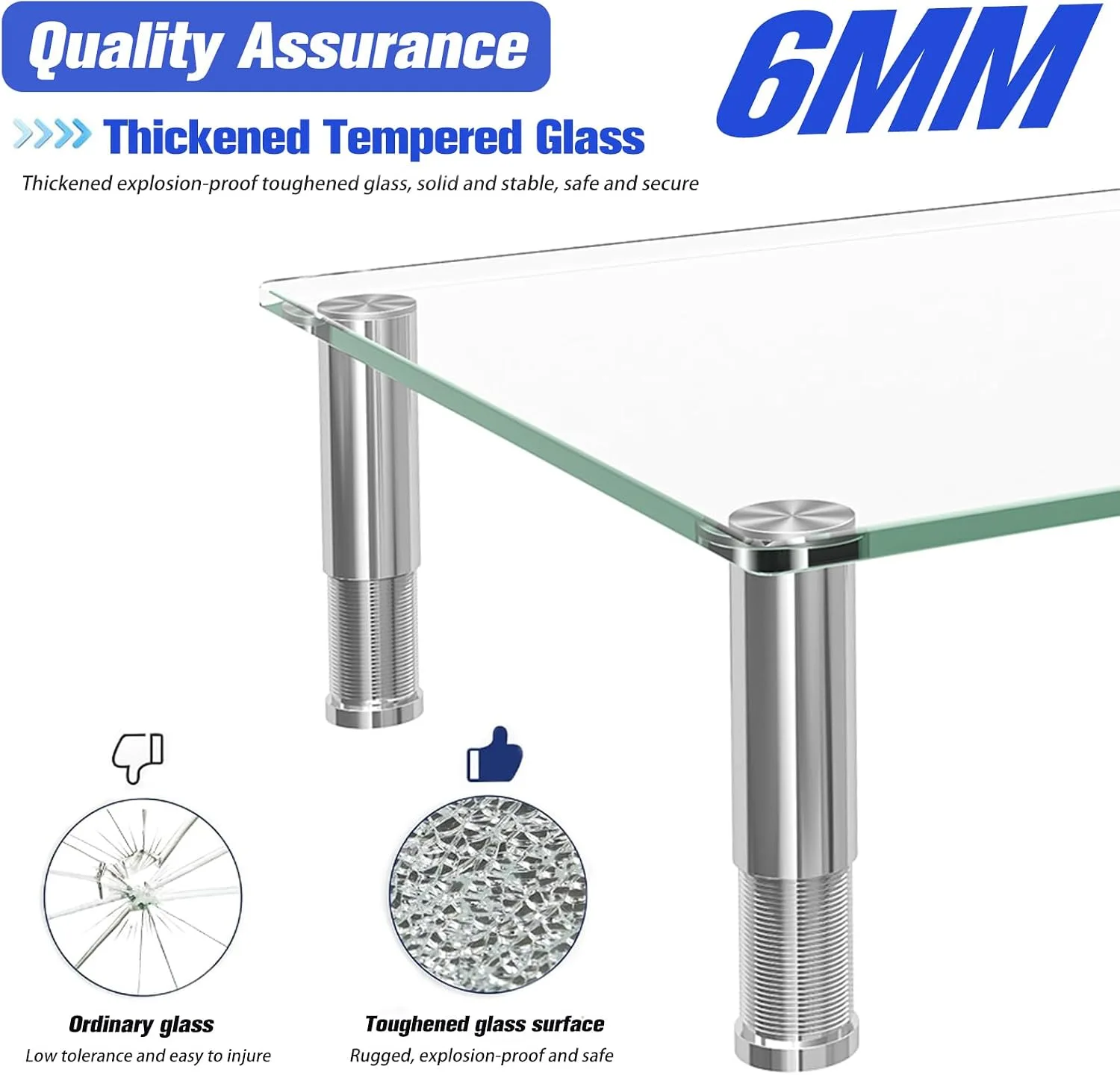 Simple Trending 2-Pack Tempered Glass Monitor Stand, Adjustable, Clear