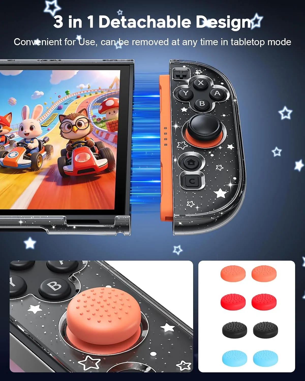 FYOUNG Dockable Case for Nintendo Switch 2,Star Protective Cover Shell