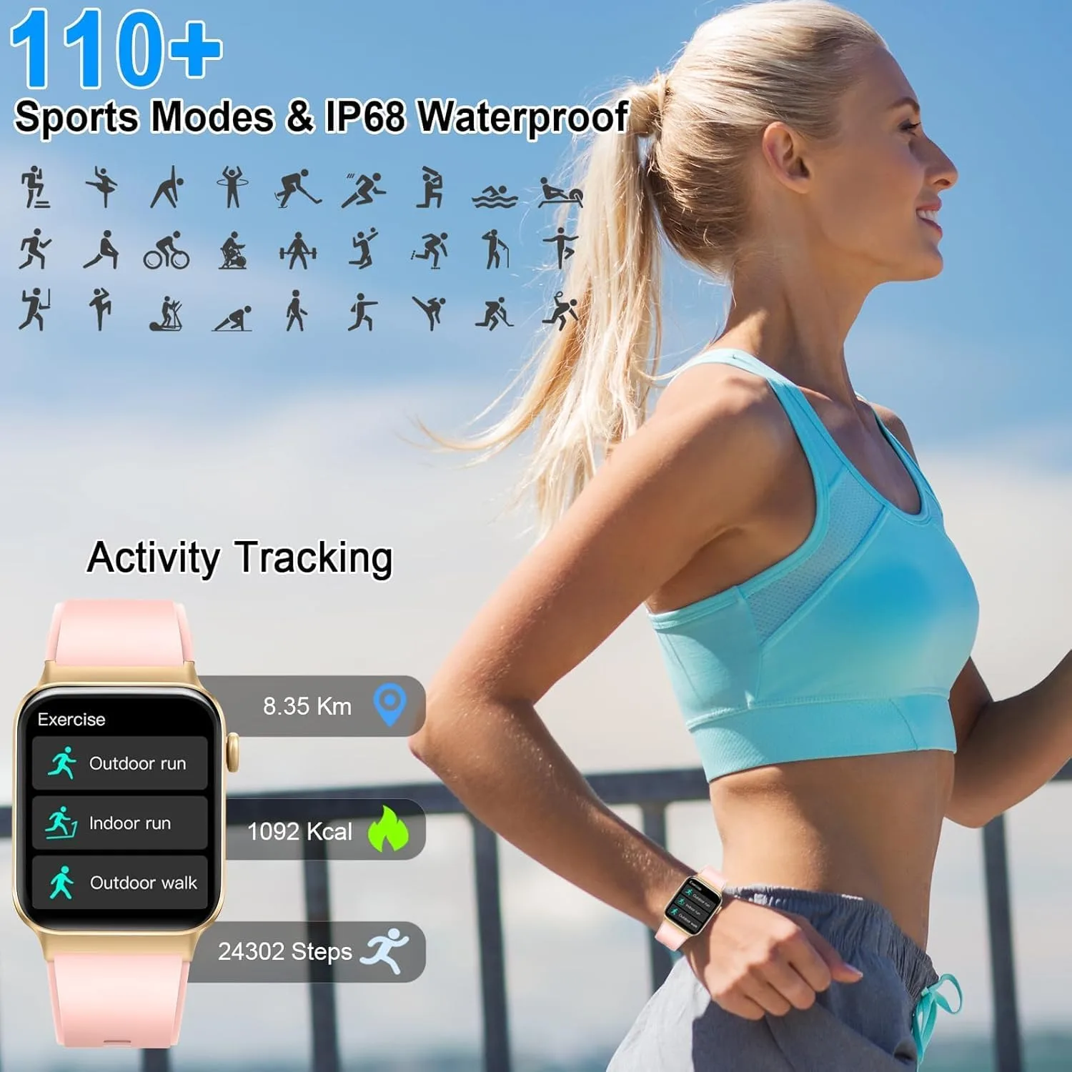 Smart Watch for Men Women, 1.85"Smartwatch with Answer/Make Call Watches