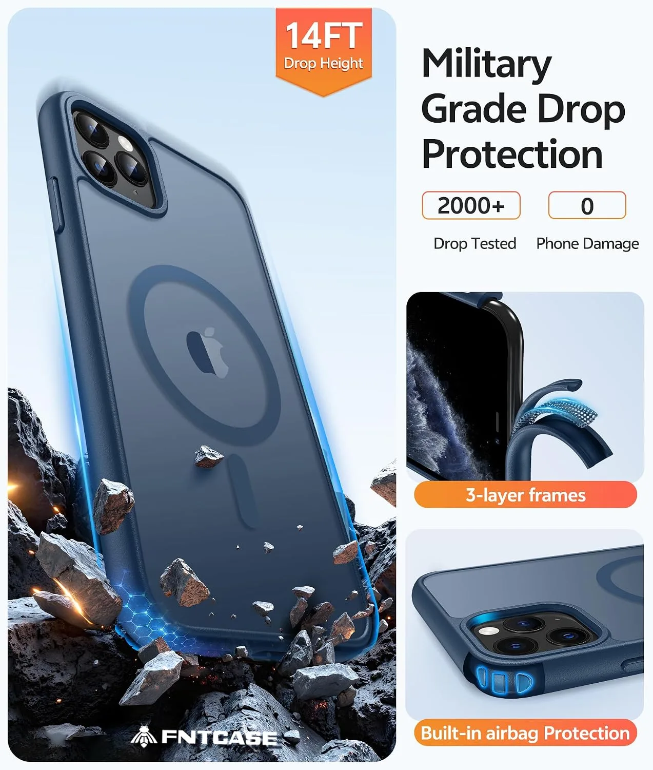 FNTCASE for iPhone 11 Pro Case, Fit for Magsafe, Blue