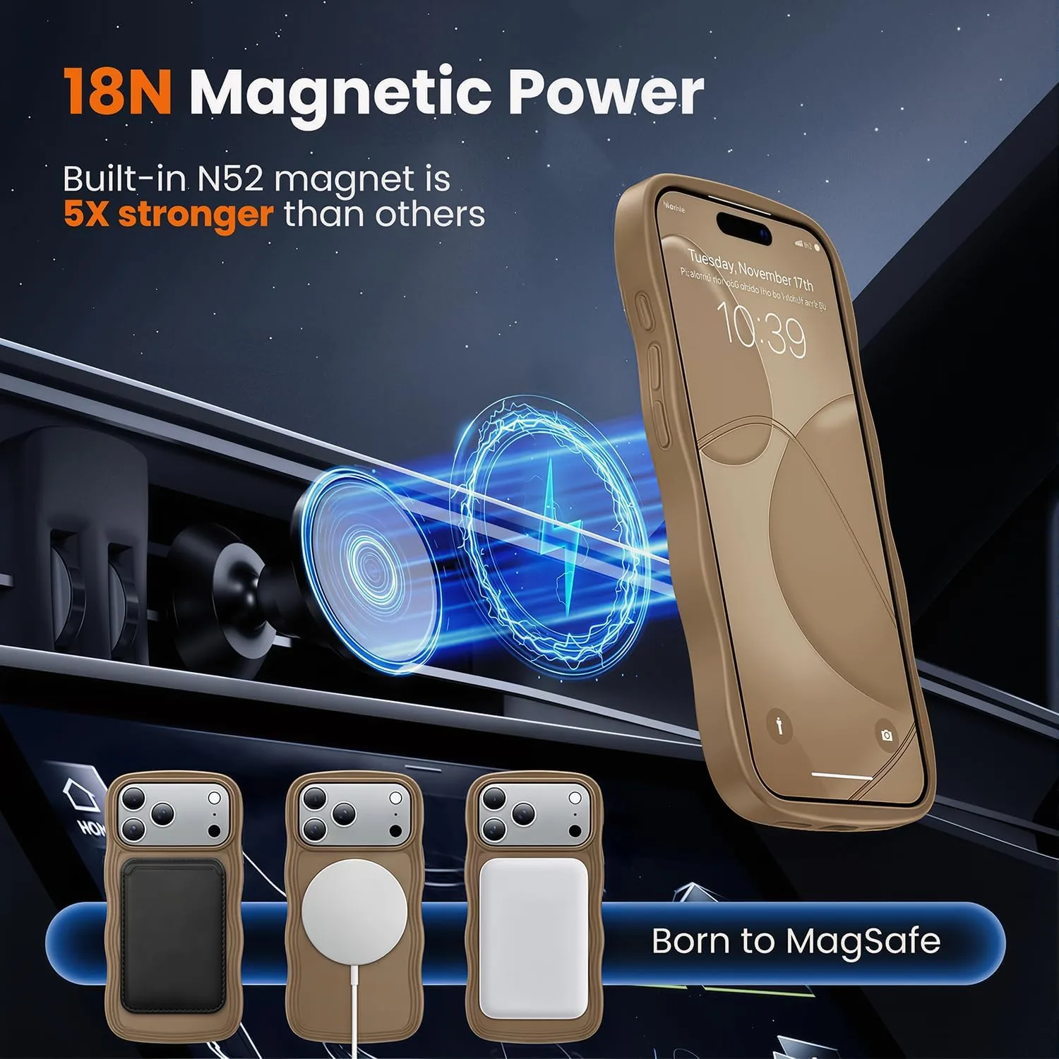 toushion for iPhone 17 Pro Case Cute Brown Wave Edge