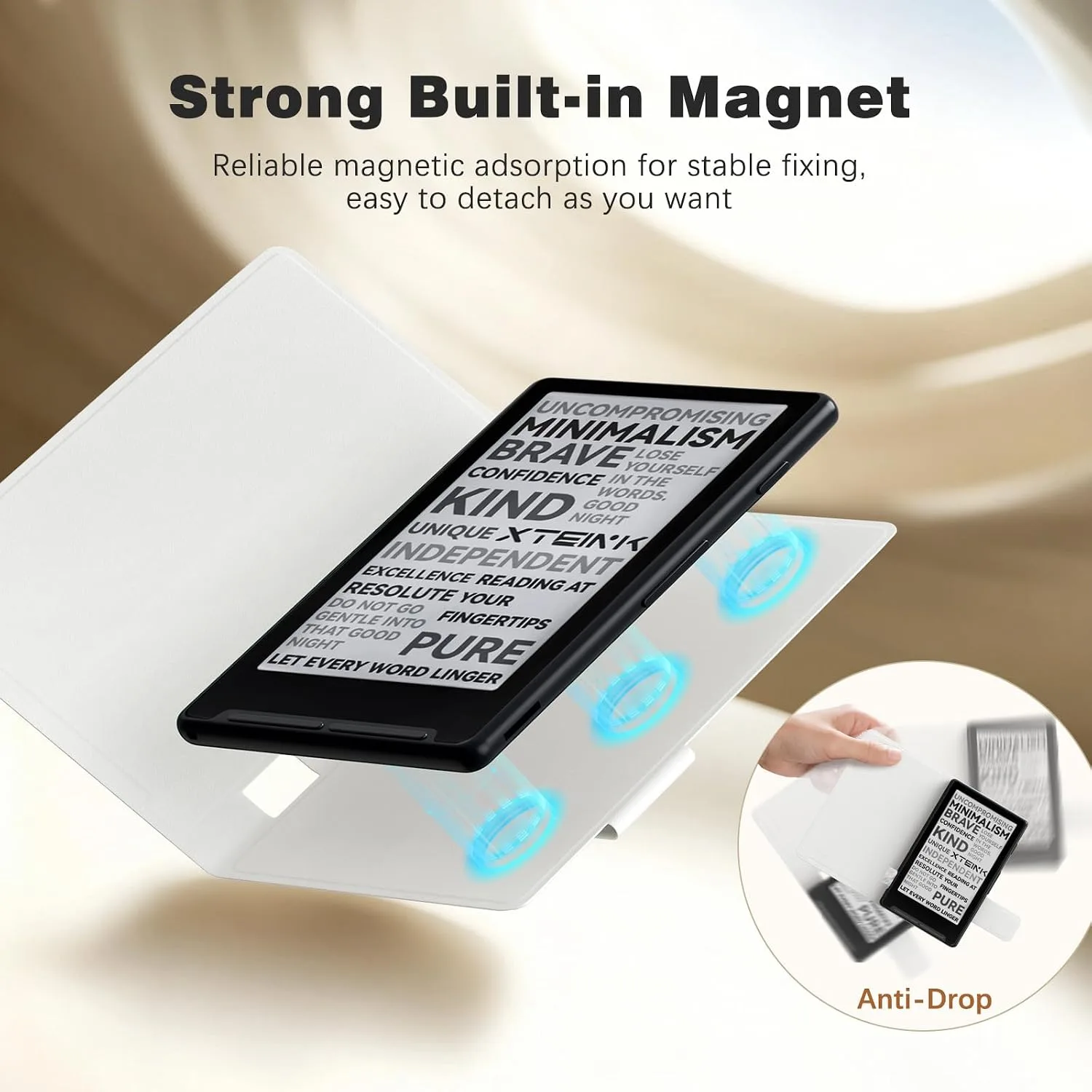 MoKo Magnetic Case for XTEINK X4 E-Reader 4.3 Inch, White
