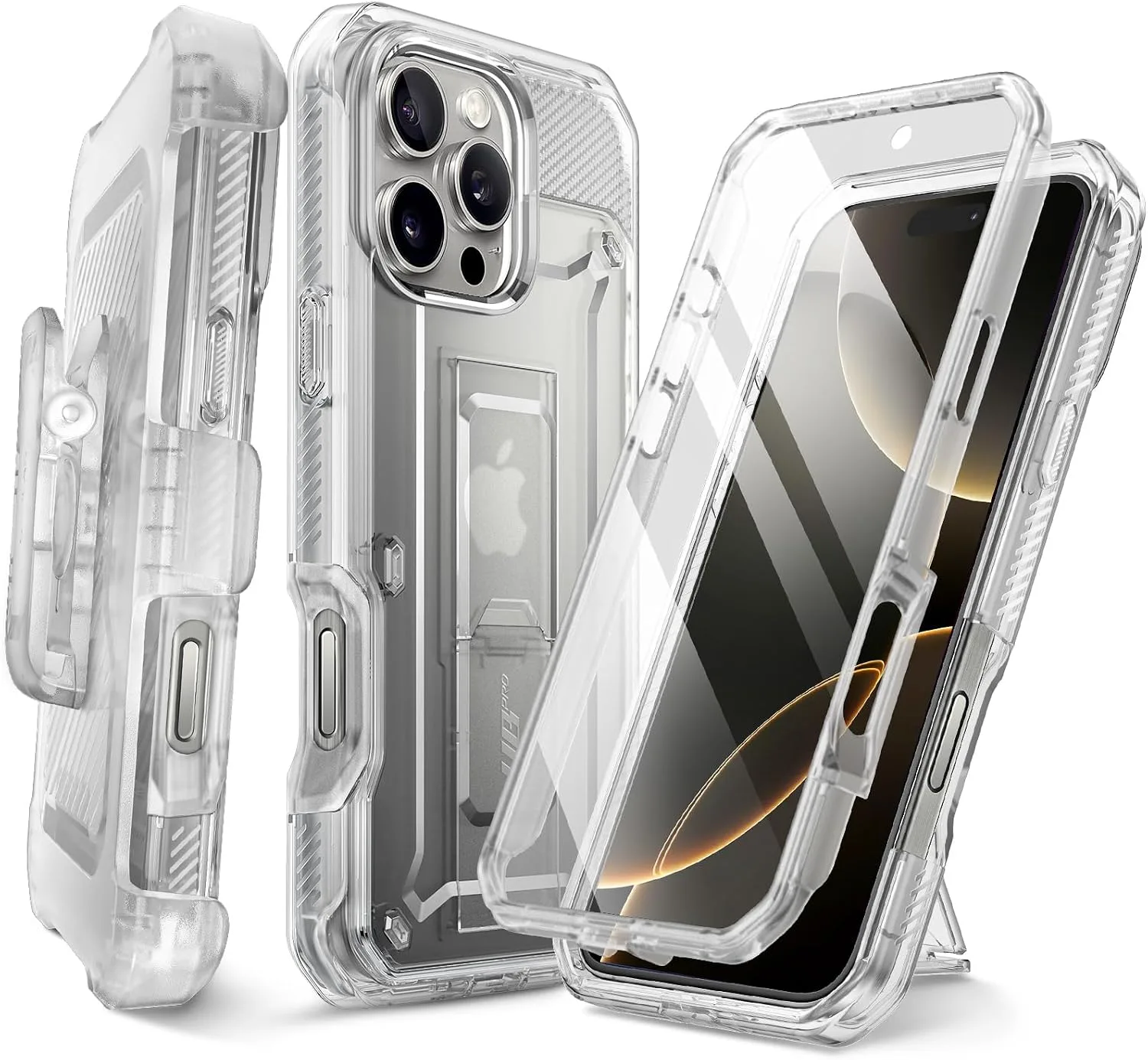 SUPCASE for iPhone 16 Pro Case with Screen Protector & Kickstand, Clear