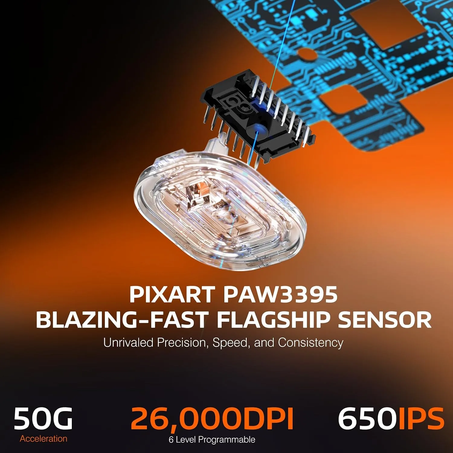 ATTACK SHARK X3 Lightweight Wireless Gaming Mouse with Tri-Mode 2.4G/USB-C Wired/Bluetooth,Up to 26K DPI, PAW3395 Optical Sensor,Kailh GM8.0 Switch,5 programmable Buttons for PC/Win/Mac(Orange)