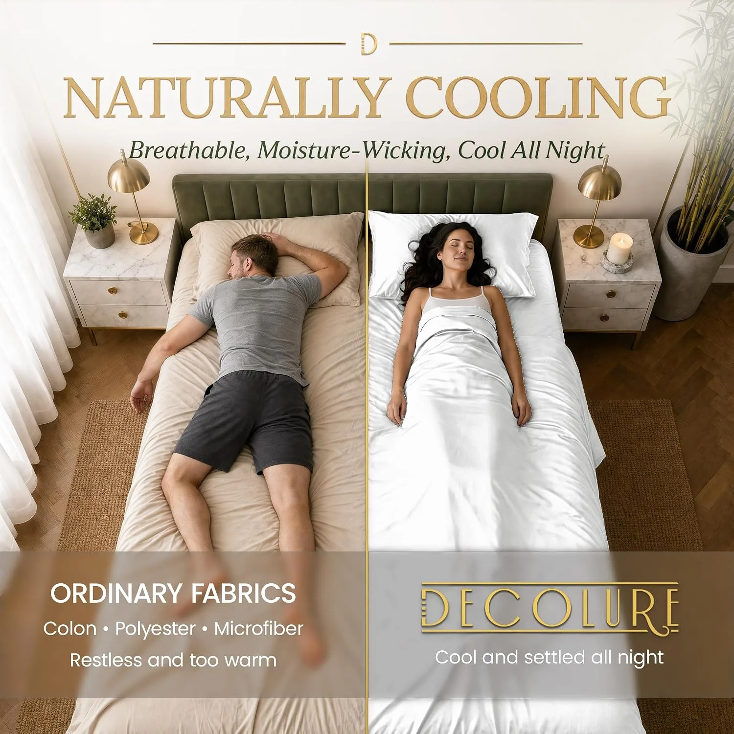DECOLURE 100% Viscose from Bamboo Sheets King Size | 6 Pc Cooling Bed Set