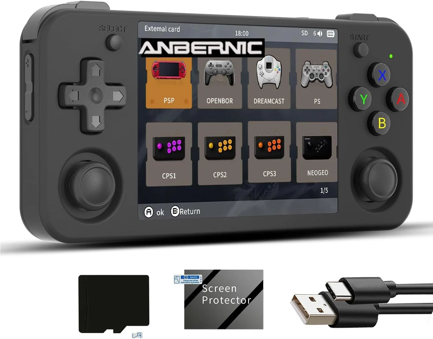 Anbernic rg35xx h Retro Game Emulator Anbernic 35xxh with a 64G Card Pre-Loaded Games rg35xxh 3.5'' IPS Screen Supports 5G WiFi Bluetooth HDMI and TV Output