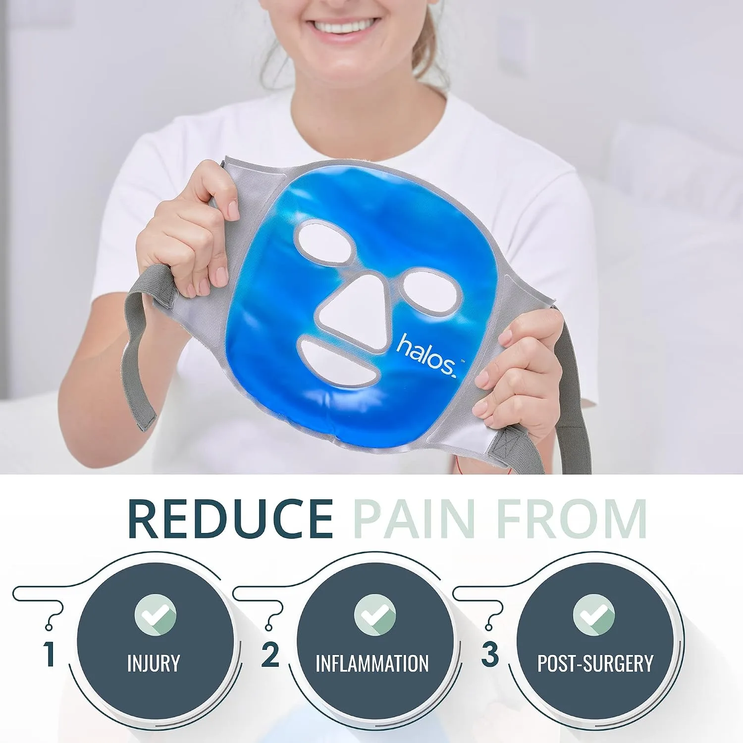 MyHalos Ice Face Mask, Cooling Gel Pack for Migraine, Swelling & Puffiness