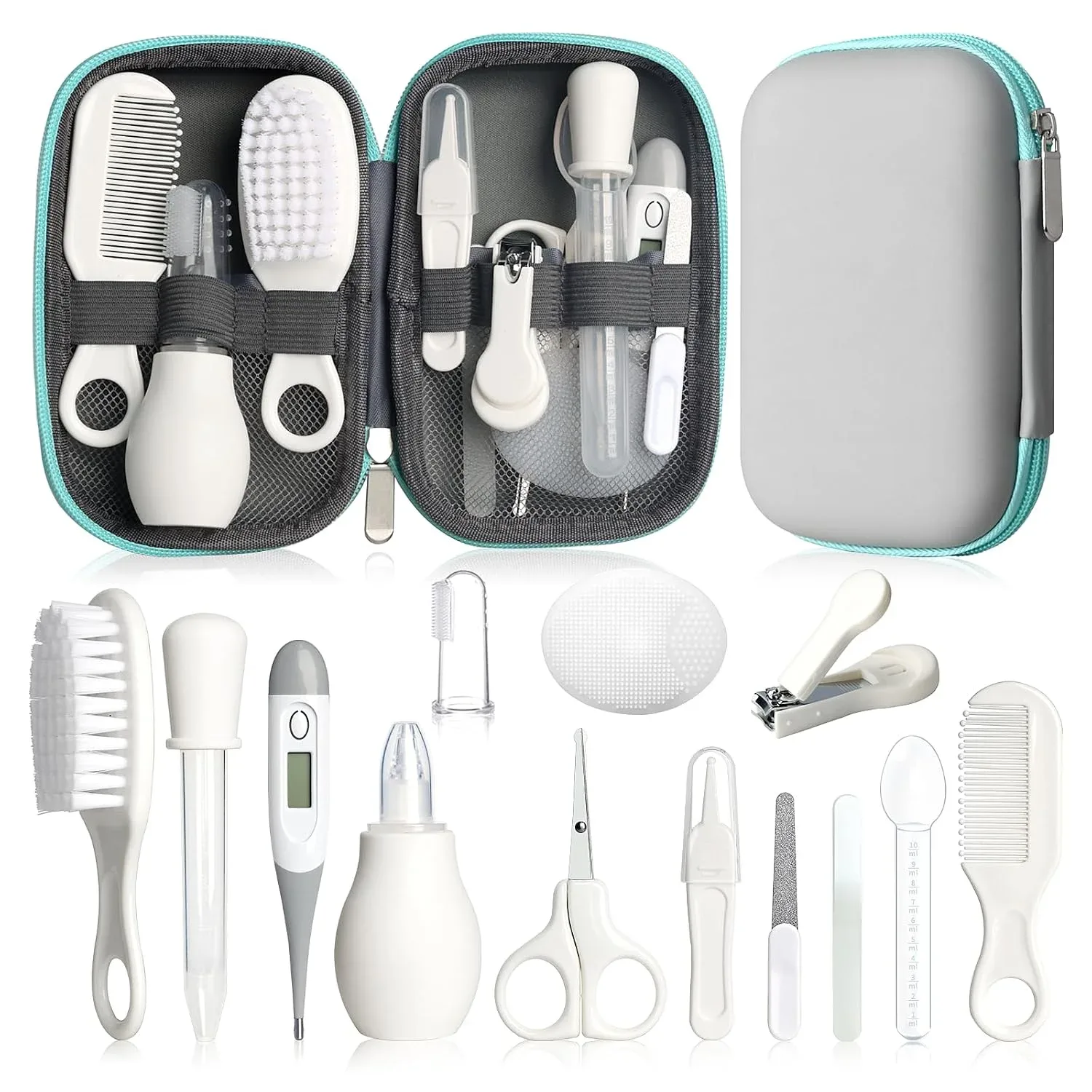 Kit de Cuidado e Higiene para Bebé 8 Piezas Gris y Blanco