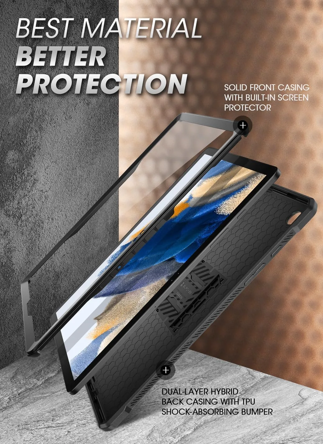 SUPCASE for Samsung Galaxy Tab A9 Plus Case 11" 2023 with Kickstand, Black