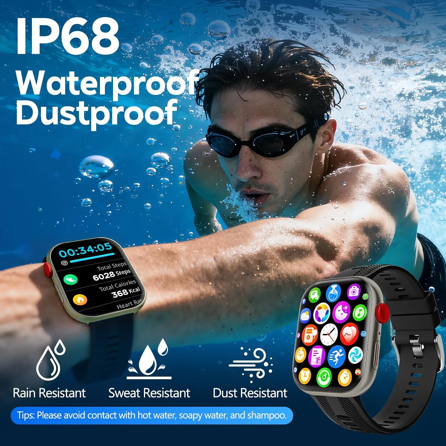 Smart Watch for Men & Women, 1.88" HD Screen, 120+ Sports Modes Black