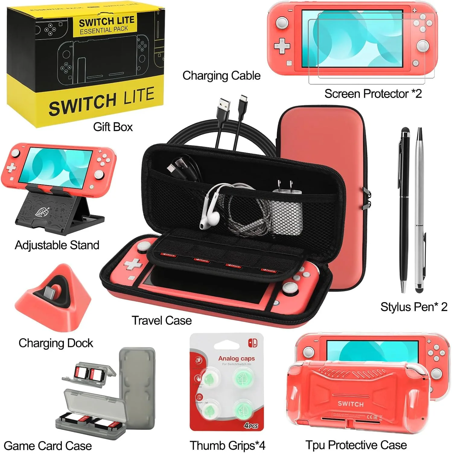 Switch Lite Case 16-in-1 Accessories Bundle for Nintendo Switch Lite (2019)
