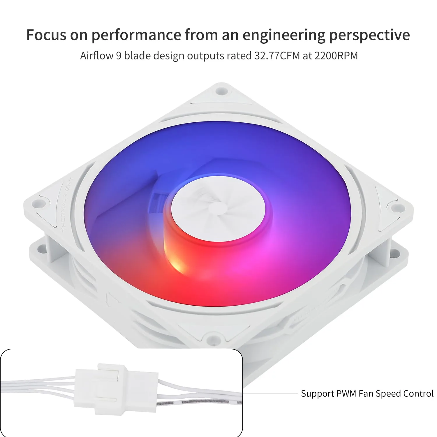 Thermalright TL-P9W-S CPU Fan ARGB,PC Case Fan Quiet 4PIN PWM Computer Fan, 9225 Specifications Silent Cooler Fan, 2200RPM Speed, Desktop CPU Cooling Fan(TL-P9W-S)