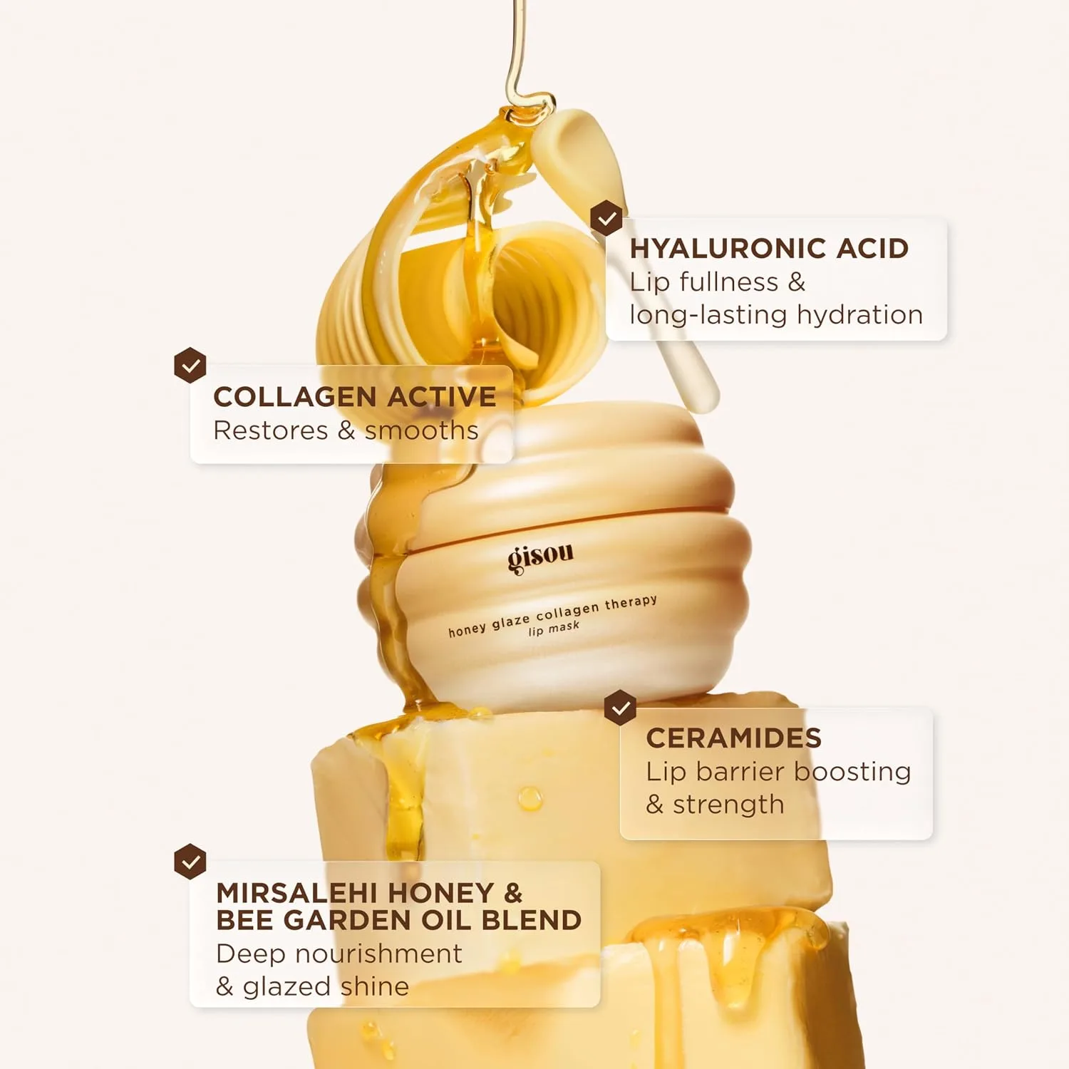 Gisou Honey Glaze Collagen Therapy Lip Mask (0.5 Fl Oz) - Honey Buttercream
