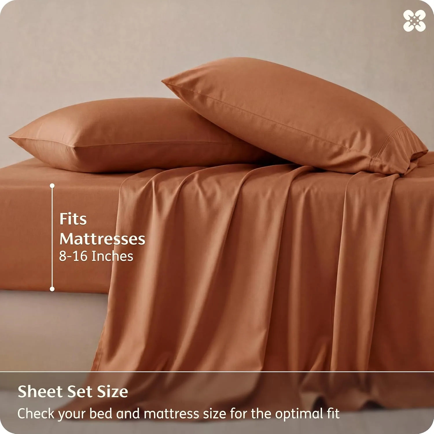 Bedsure PureWoven 100% Rayon Derived from Bamboo, Full Size Sheets, 4 PCS