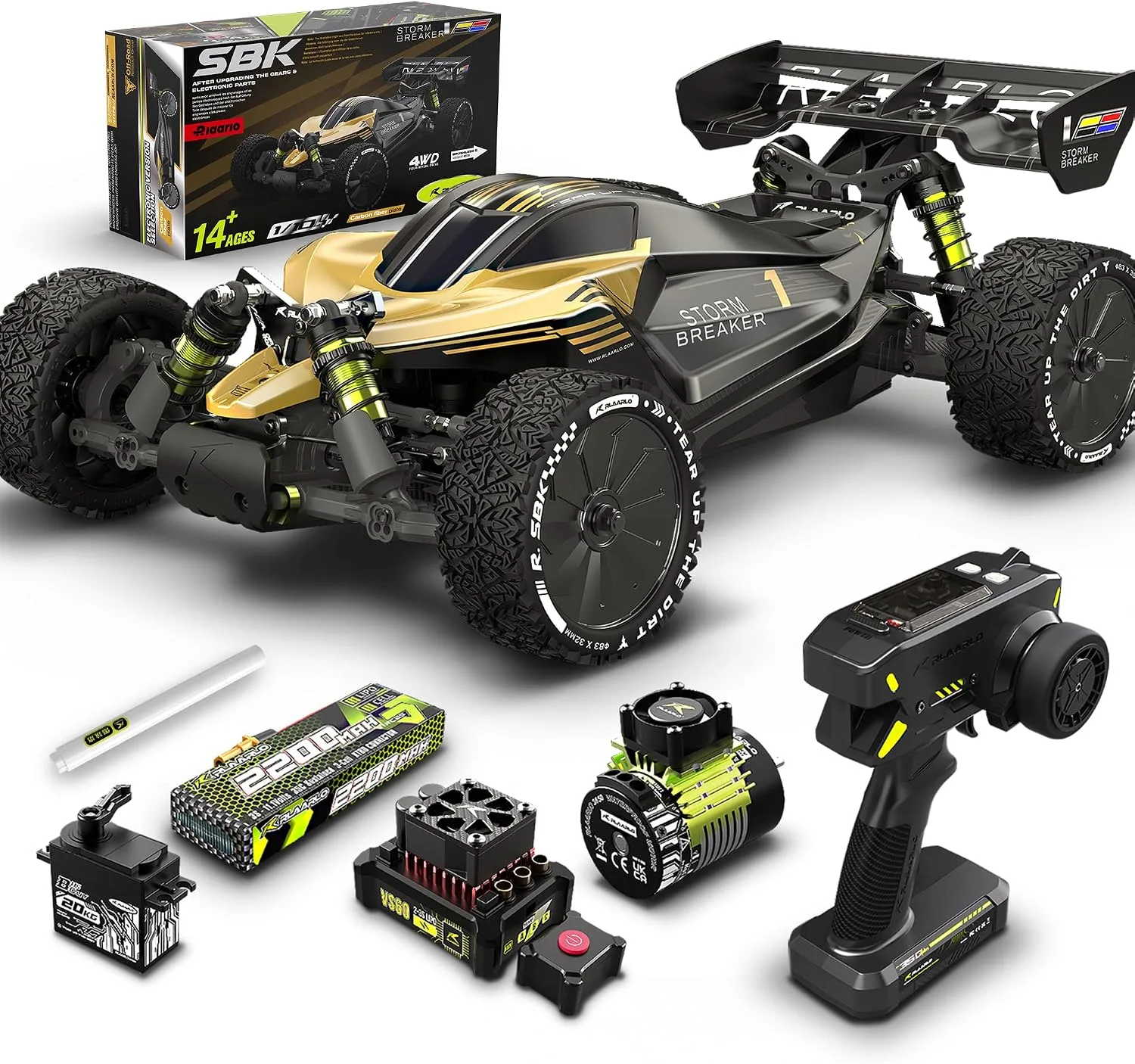RLAARLO 1/10 Brushless RC Cars, 4×4 Buggy, 50+ MPH, Carbon Fiber, Ages 8+