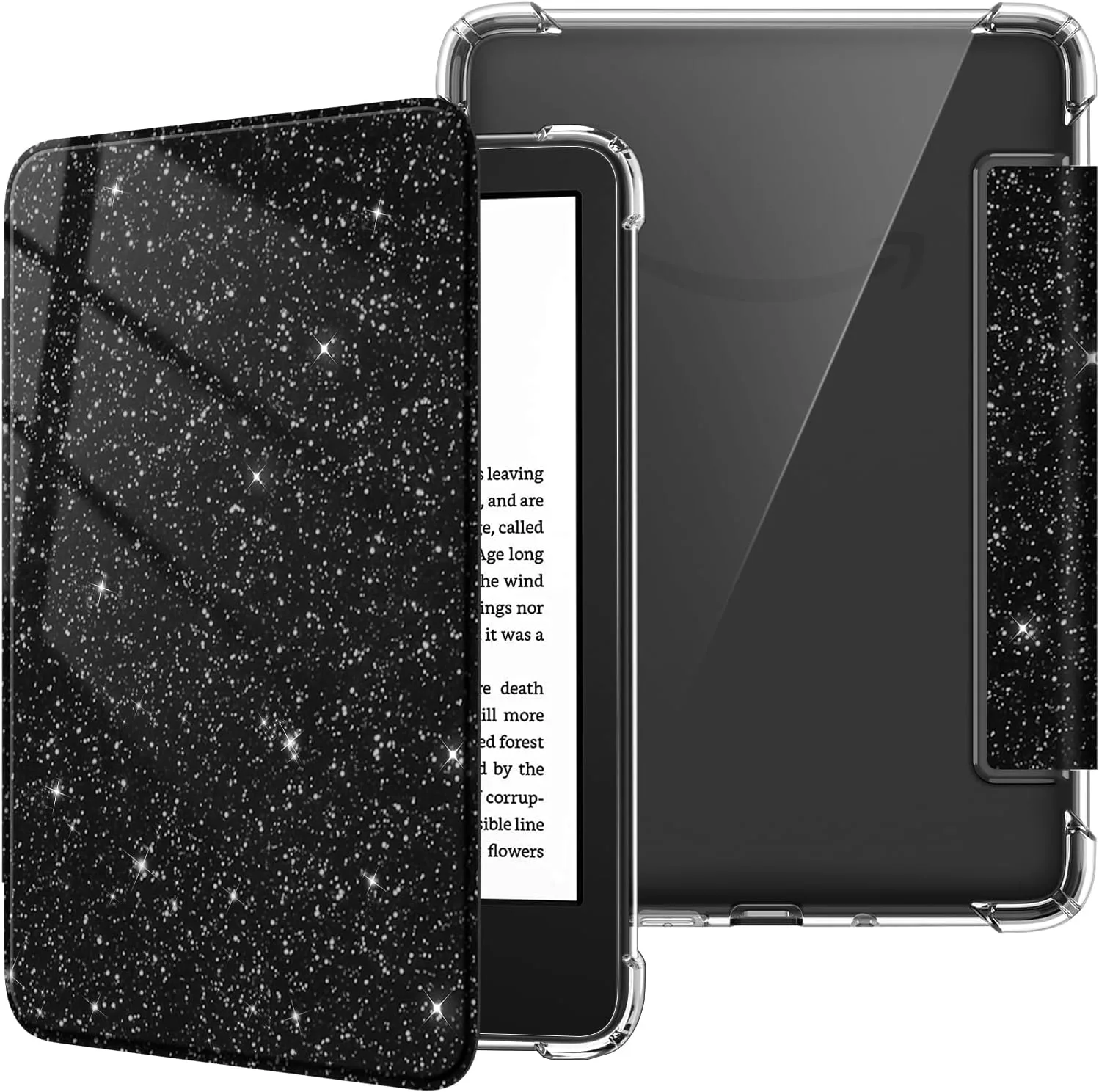 Fintie Slim TPU Case for 6" Kindle 11th Generation 2024/2022, Glitter Black