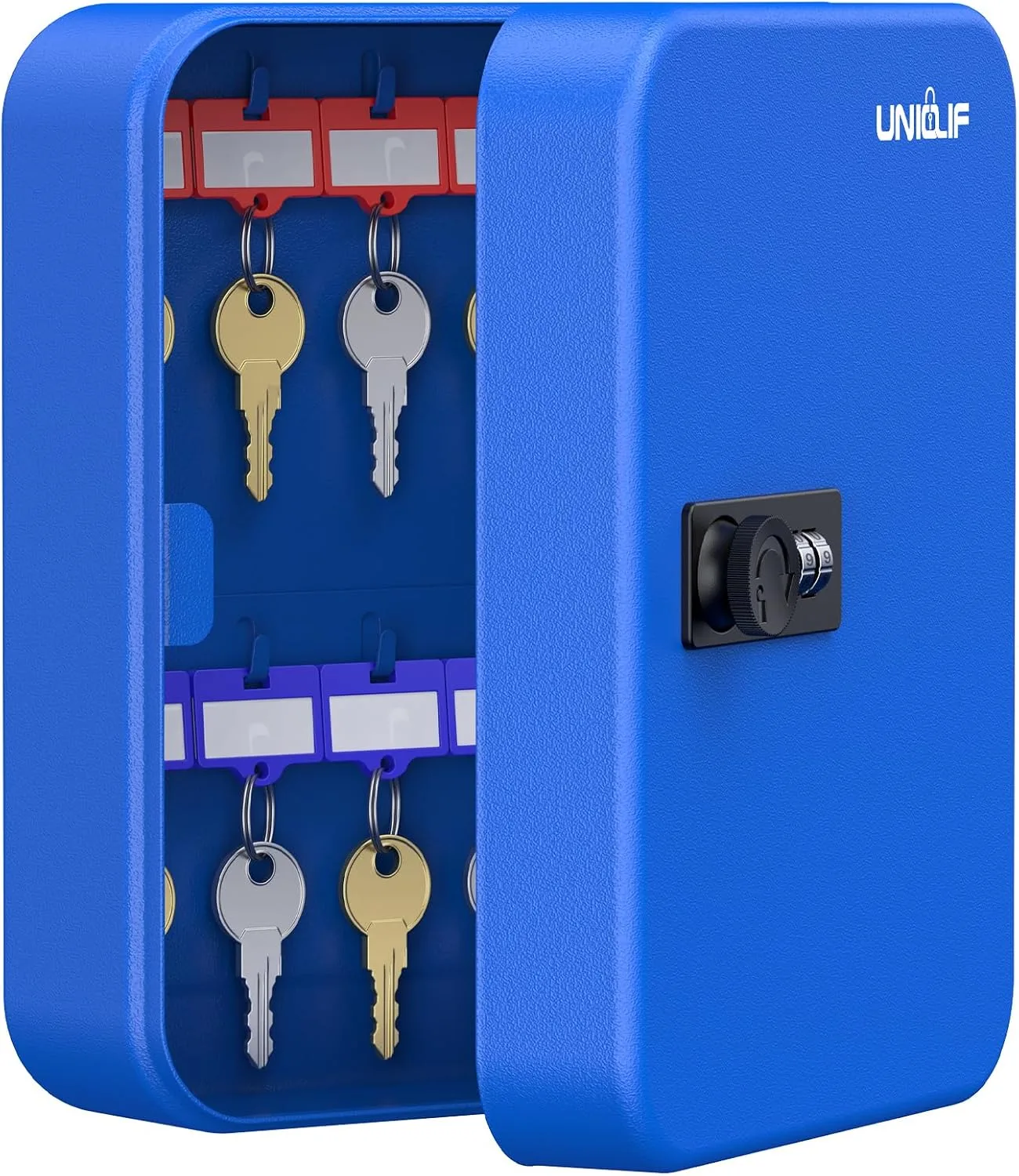 Caja organizadora para llaves Uniclife 20 ganchos con combinación azul