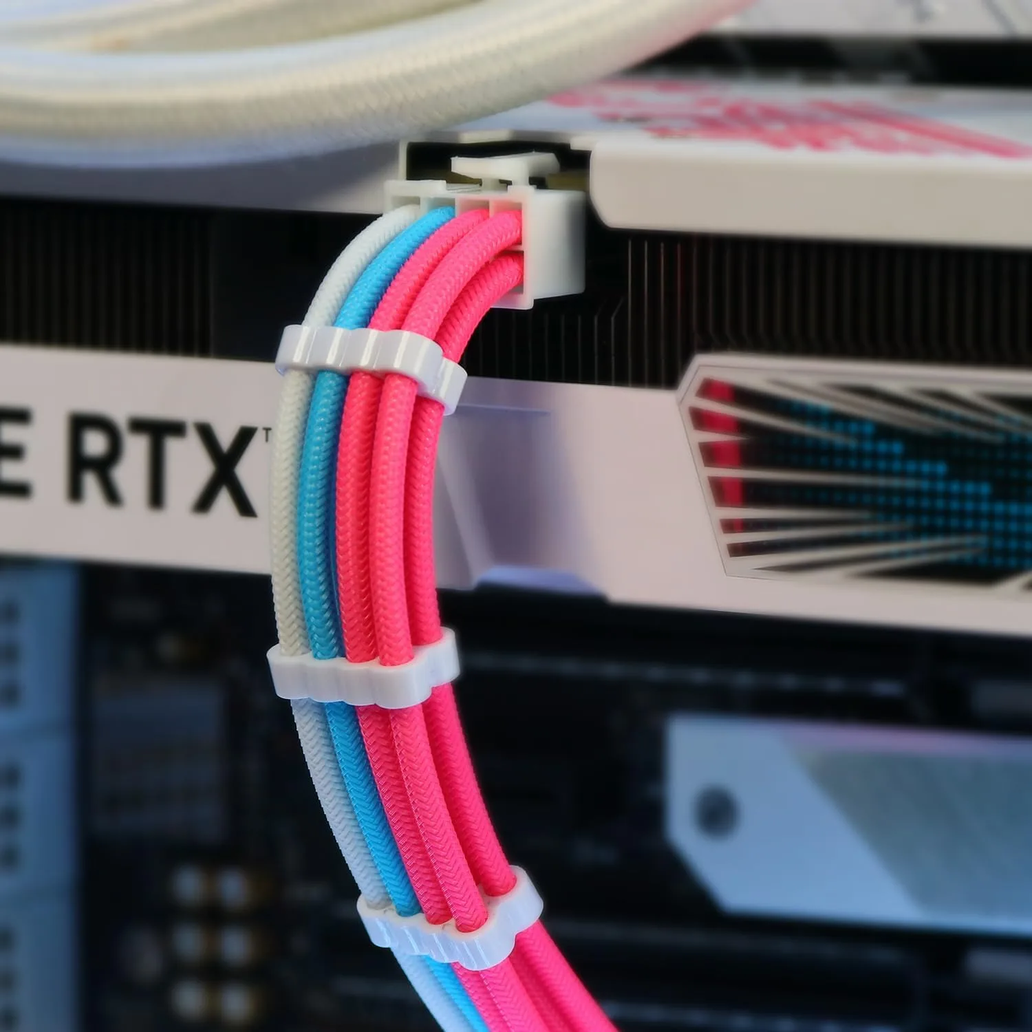 Sirlyr PSU Ext Kit,24/8Pin Pre-Bent&Gold Terminals,Pink/Blue/Wht