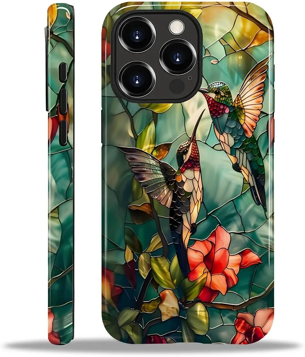 DAIZAG Case for iPhone 14 Pro Max,Mixed 2 Layer Design Shockproof Soft TPU Ddouble Protection Phone Case for iPhone 14 Pro Max-Gorgeous Hummingbird