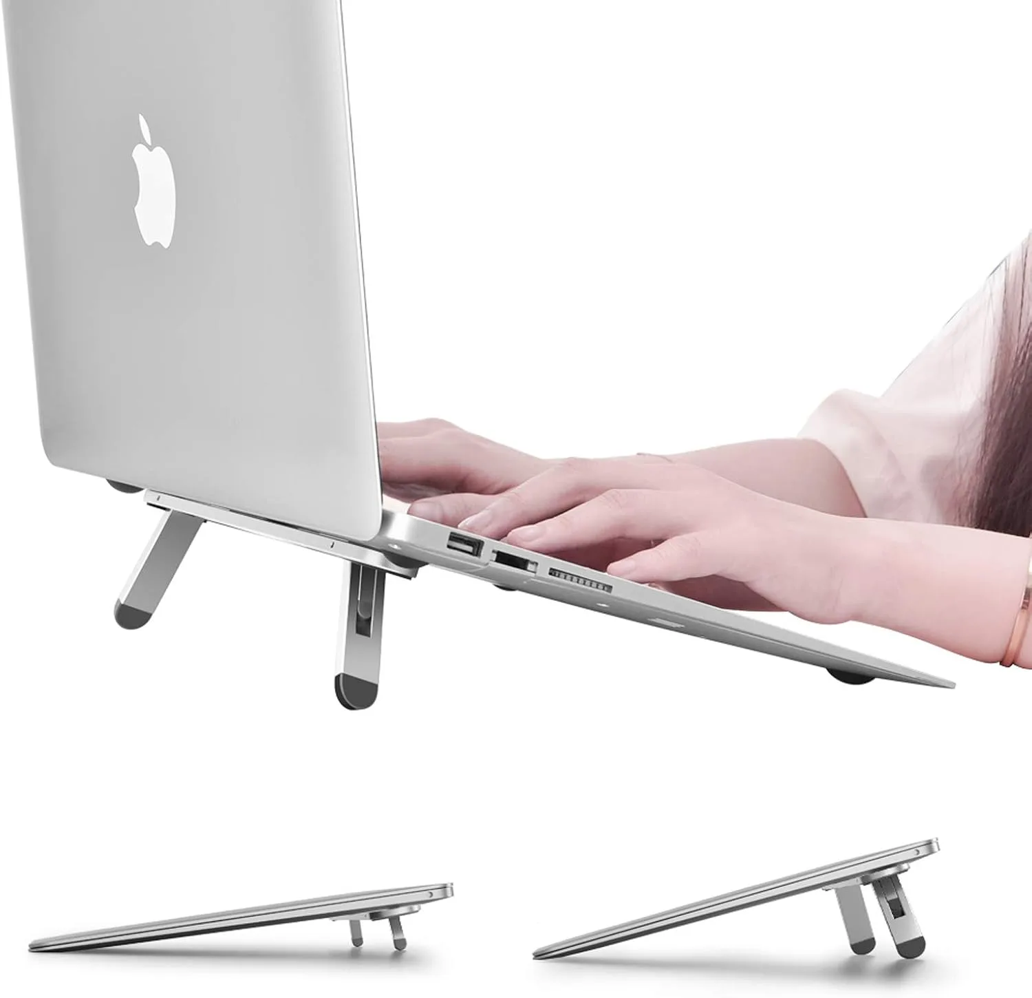 Base para laptop Nediea aluminio adhesiva plegable gris