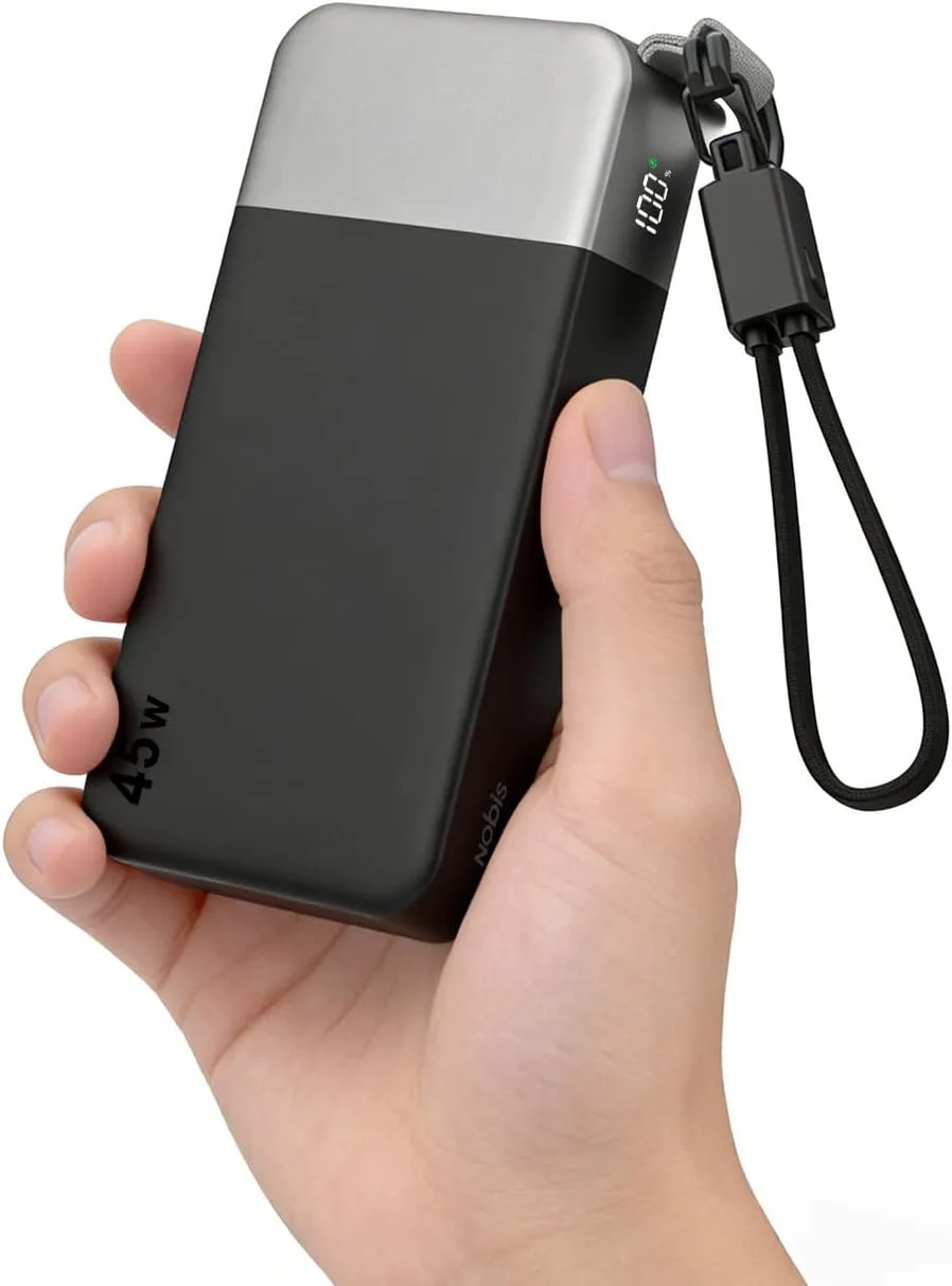 NOBIS Portable Charger 20000mAh 45W Power Bank with Detachable C-Cable