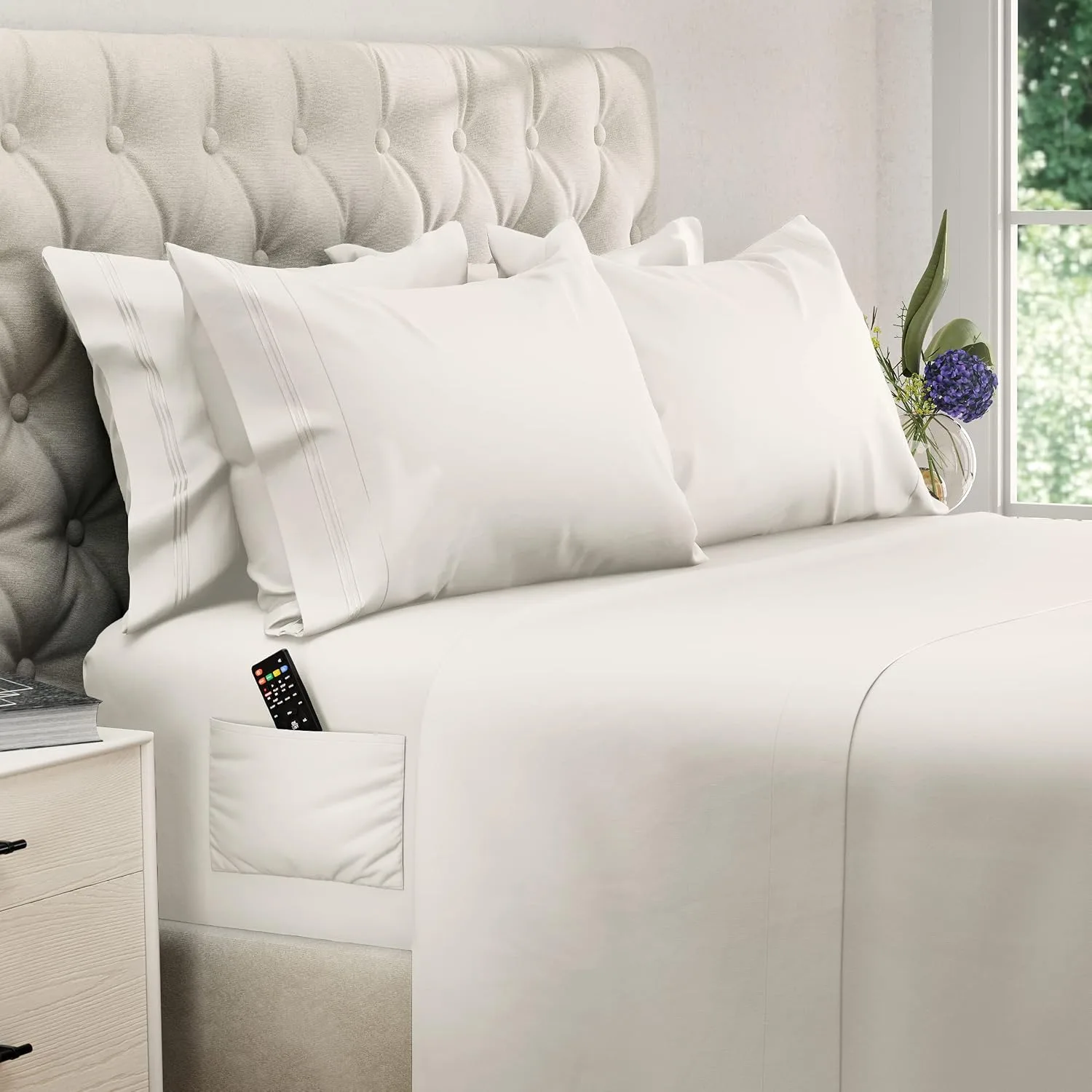 DREAMCARE King Size Sheets Set - 6 pcs Breathable Cooling Sheets King Size