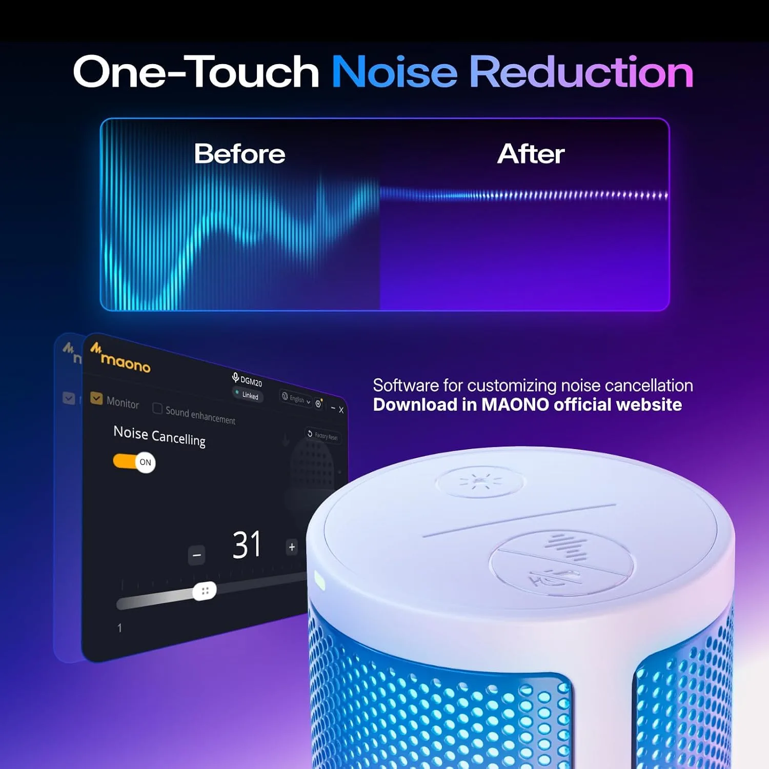 MAONO DGM20S USB Microphone for PC with Clear Voice & Noise Reduction
