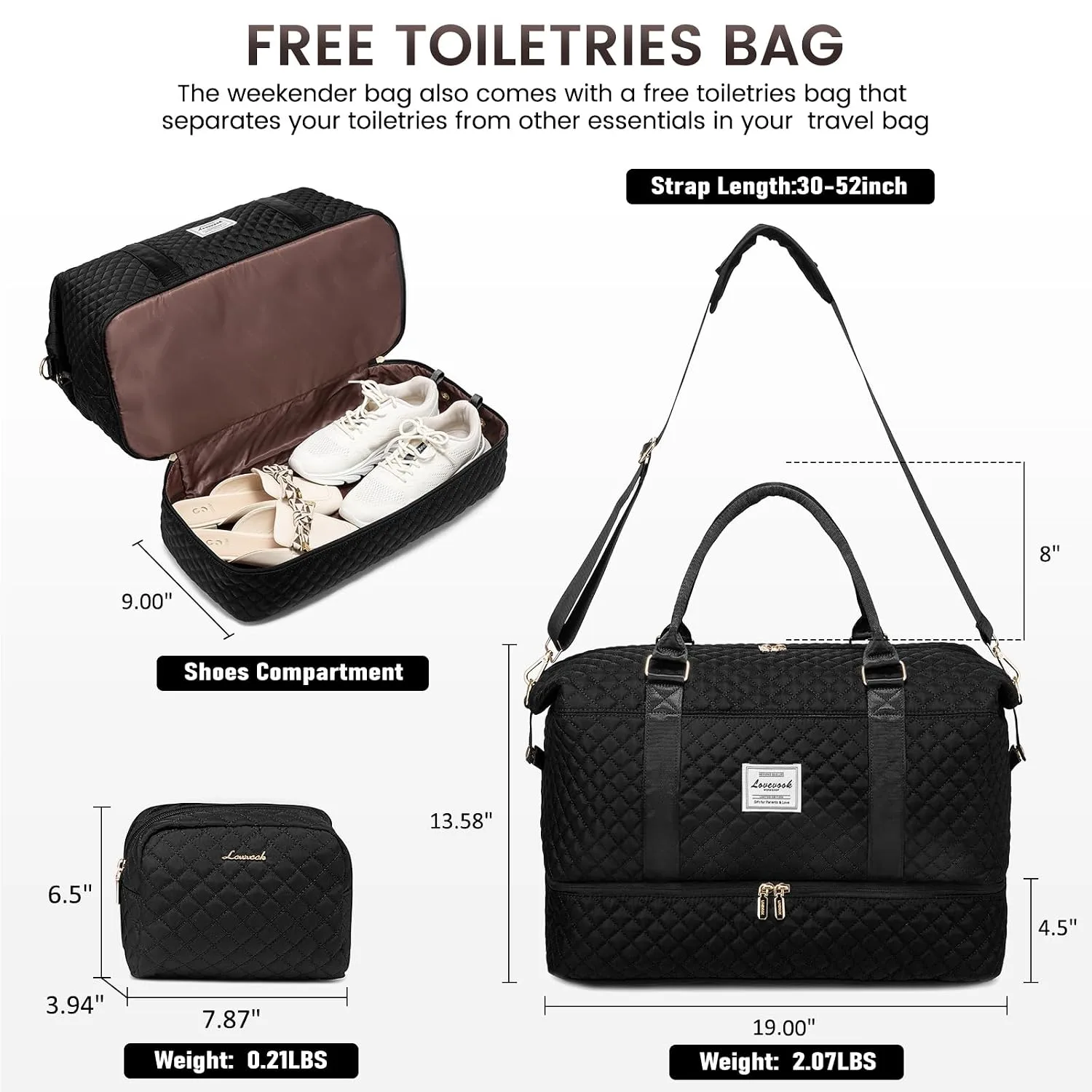 LOVEVOOK Travel Duffle Bag,Weekender Bags for Women with Shoe Compartment