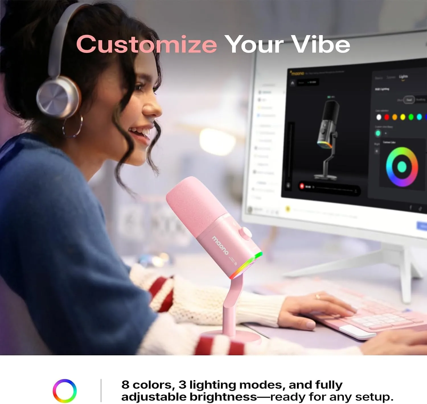 MAONO PD100W Wireless Dynamic Gaming Microphone for PC with USB-C Receiver
