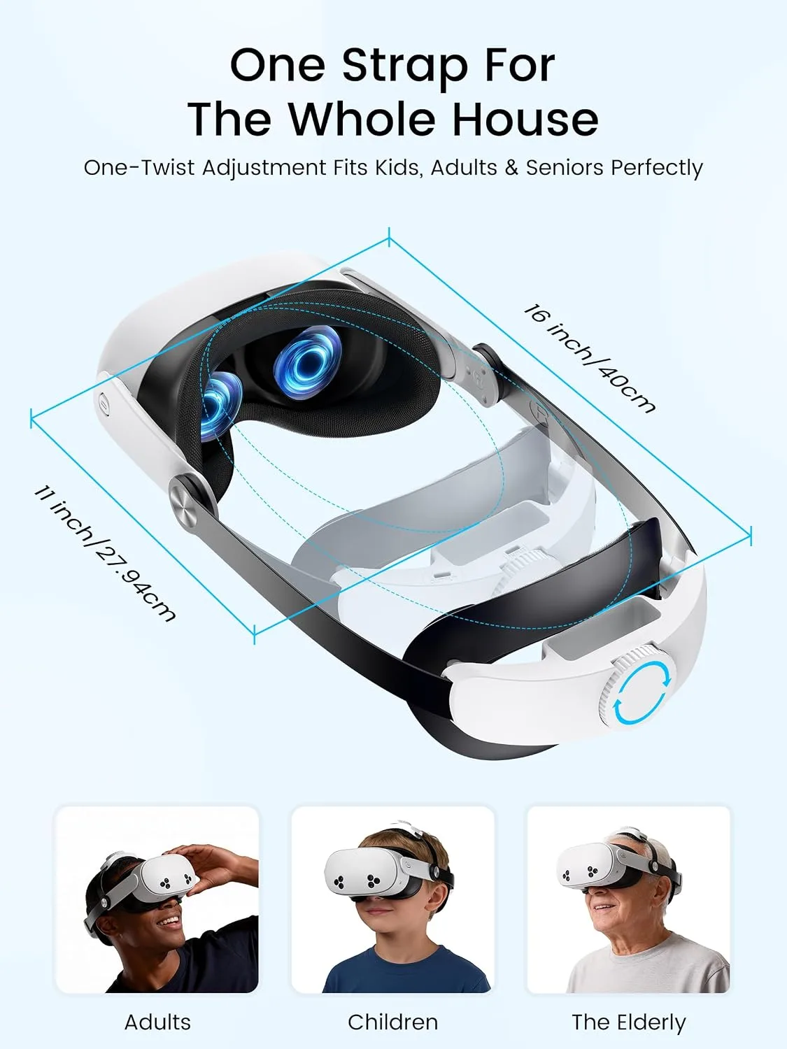 Kawaye for Meta Quest 3S/Quest 2/Quest 3 Head Strap with 10000mAh Hot-Swap Battery Pack, Double Knobs Adjustable VR Headset Strap with Two Large Support Pad Enhanced Support, Reduce Pressure