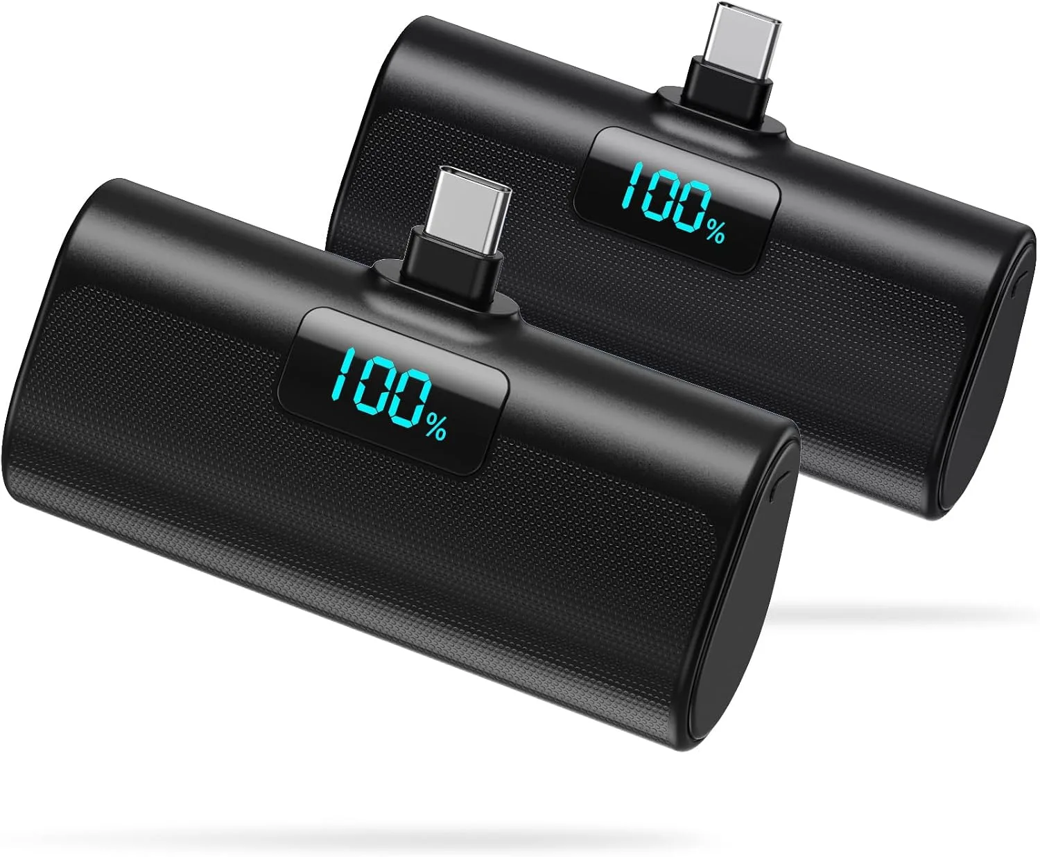 [2-Pack]Portable Charger for iPhone 16/15 Series,5200mAh PD USB C Power Bank Built-in USB-C Connector,Battery Pack Compatible with iPhone 16/16 Plus/16 Pro/16 Pro Max/15 Series,Android (Black+Black)