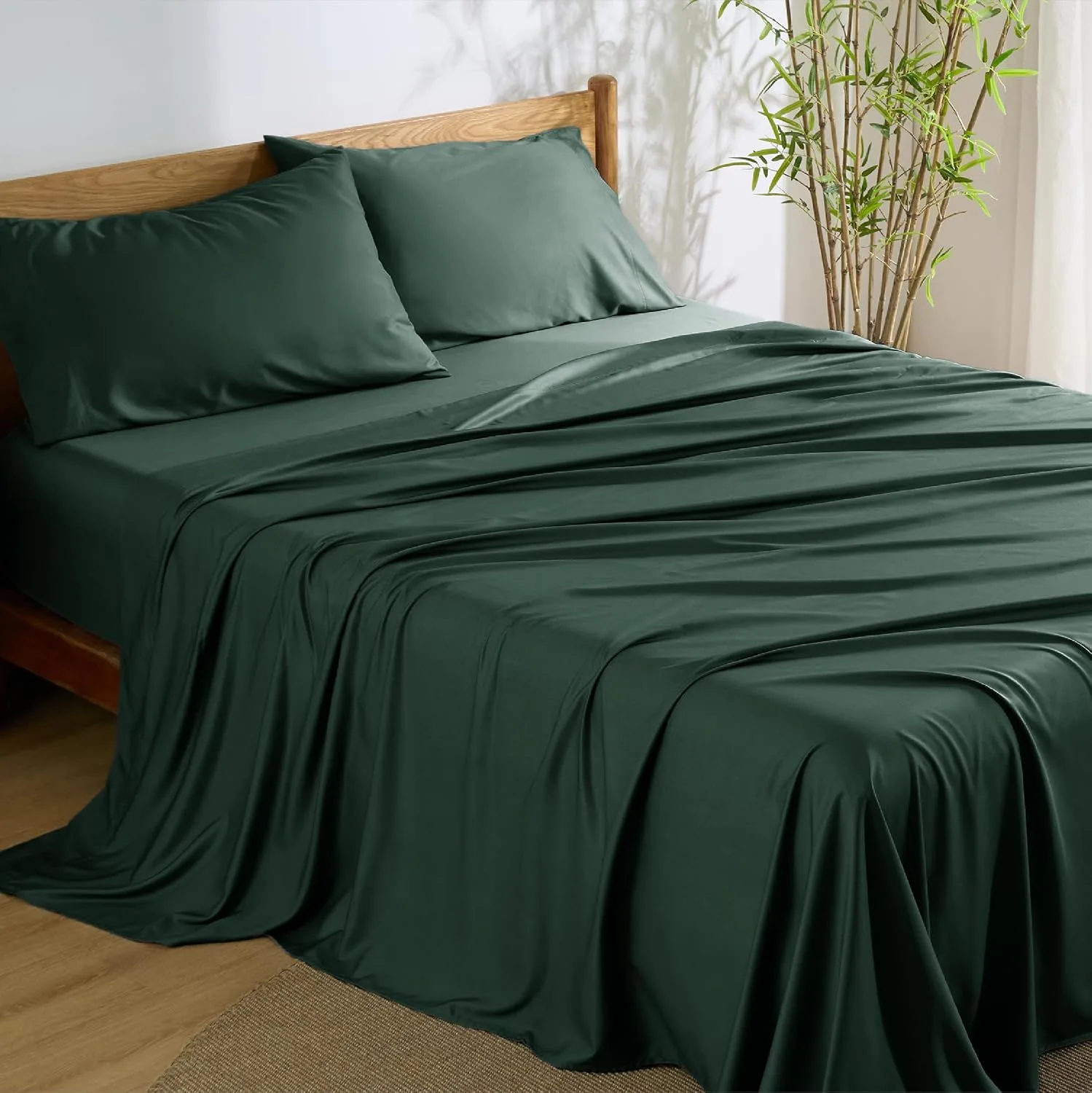 Bedsure PureWoven 100% Rayon Derived from Bamboo, Full Size Sheets, 4 PCS