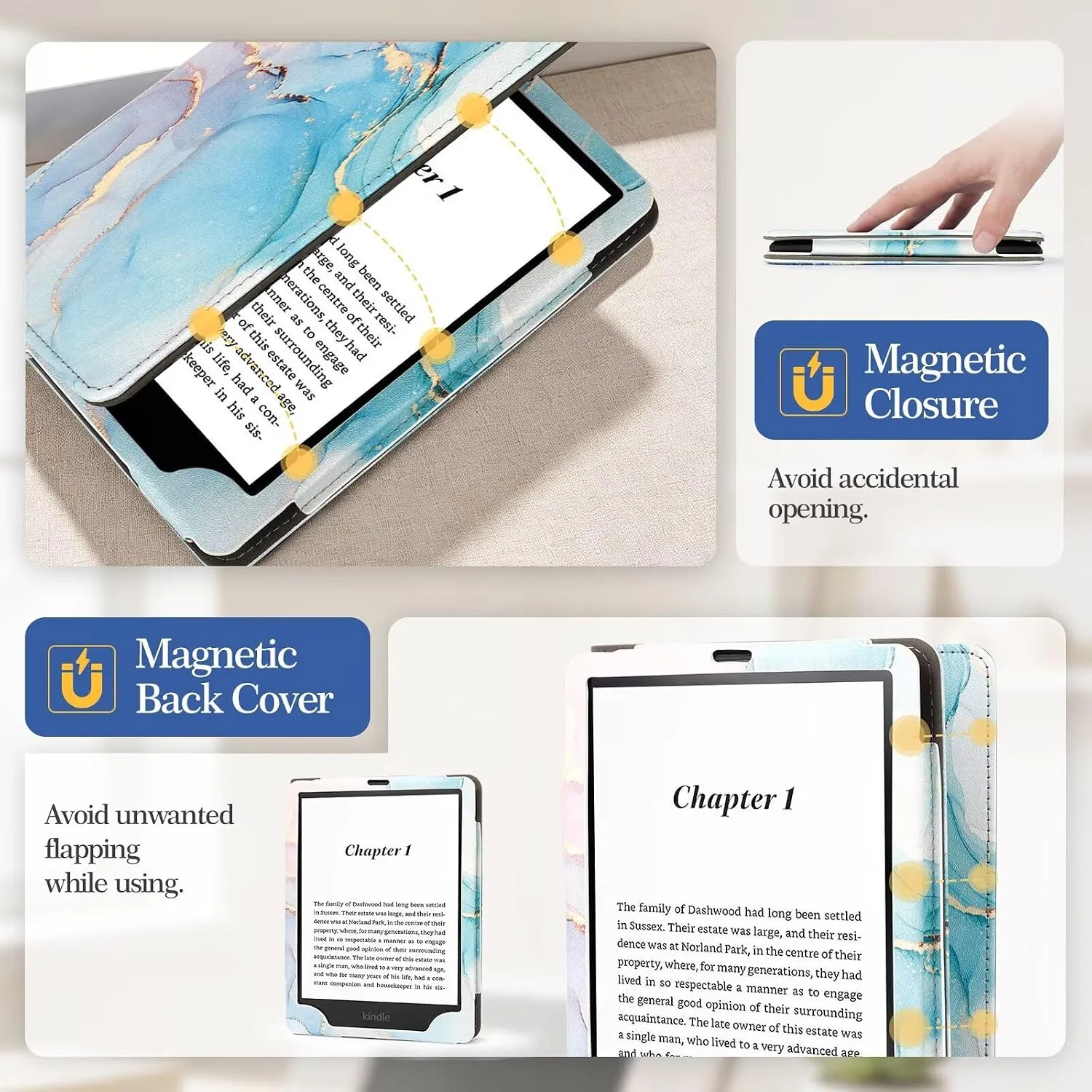 Case for 6" Kindle Paperwhite (10th/7th/6th/5th Generation), Color Marble