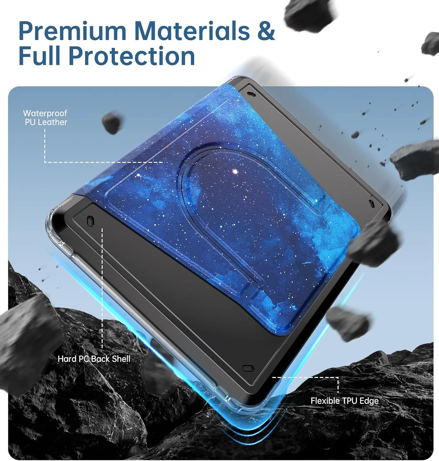 MoKo 360°Rotating Detachable Case for 7" eBook Reader, Blue Starry Sky
