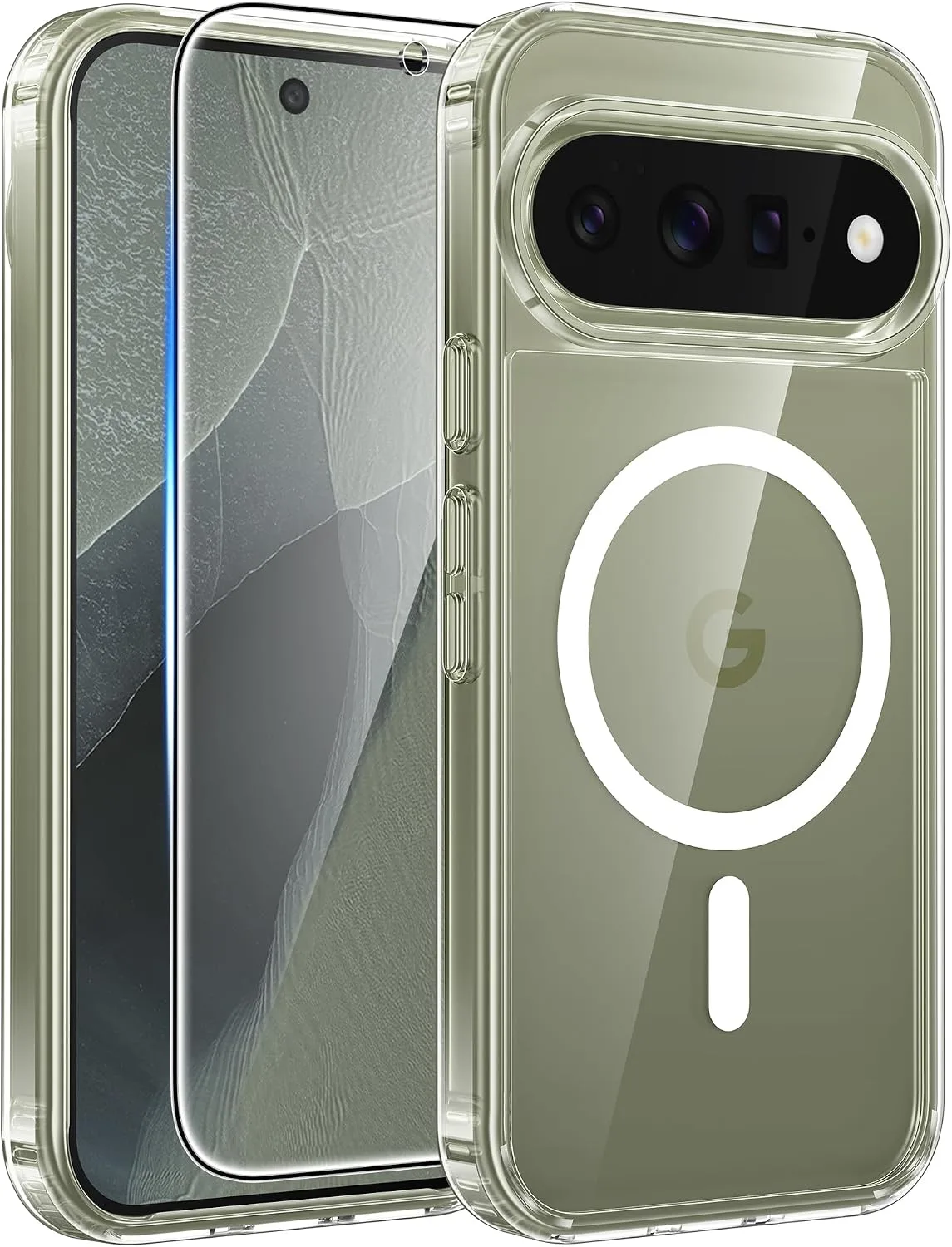 Carcasa Fntcase para Google Pixel 11 Pro XL transparente con protector de pantalla