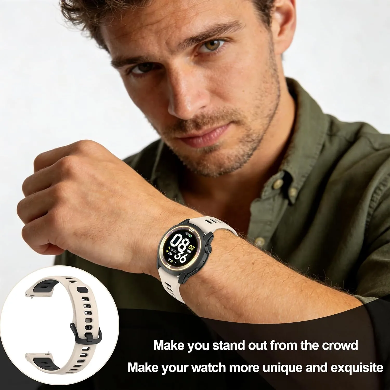 Silicone Bands Compatible with COROS PACE 3/4/Pro, COROS APEX PRO/2 Pro/APEX 46 MM/APEX 4 42 MM, Replacement Breathable Smartwatch Straps for Women and Men