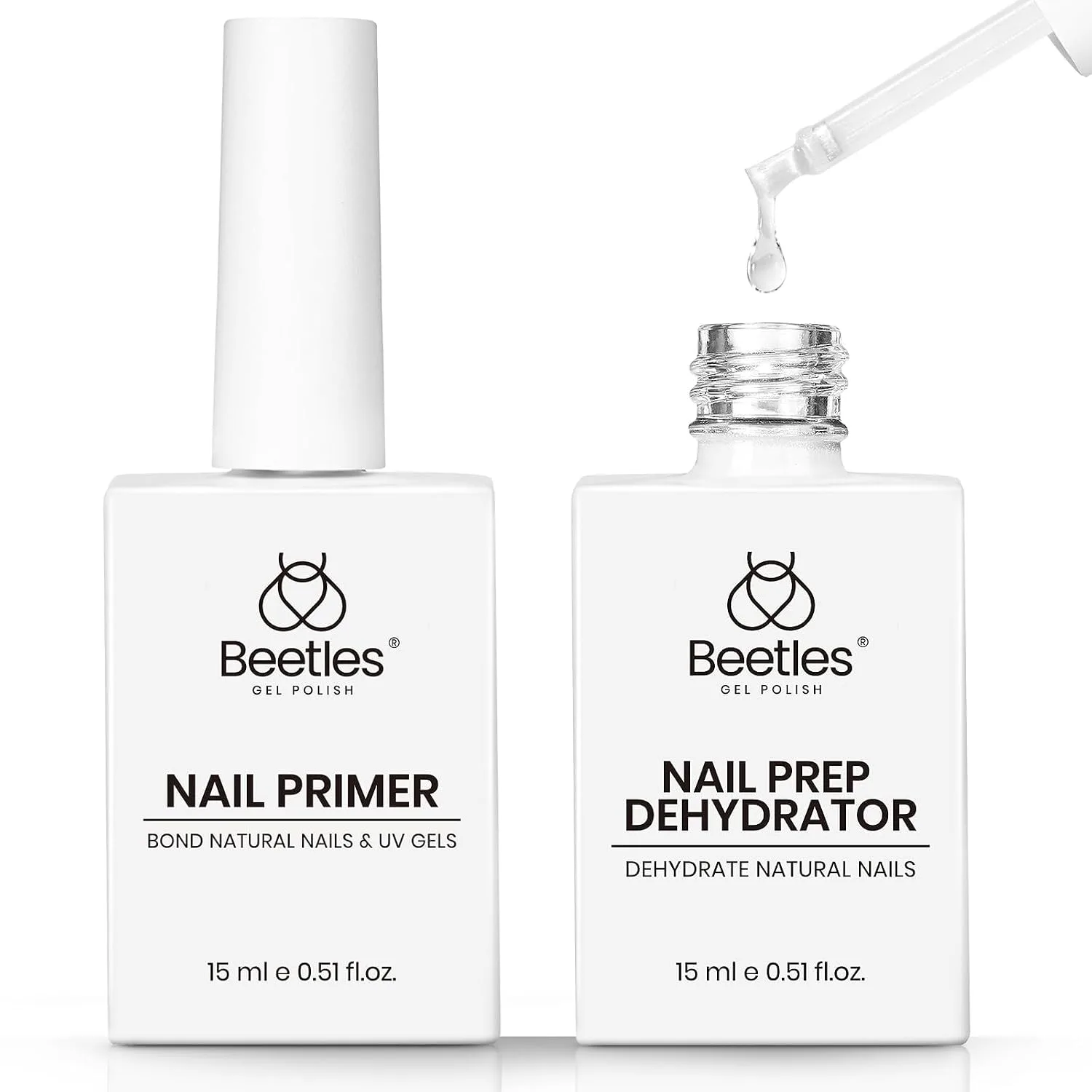 Beetles 2Pcs 15ml Nail Dehydrator & Primer, Hema-Free Acidless Bonding Agent