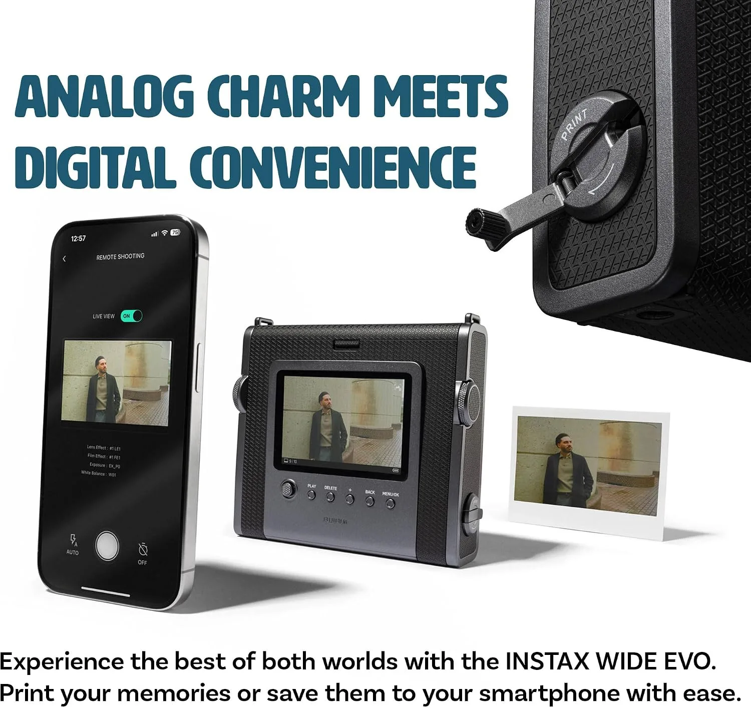 FUJIFILM INSTAX Wide Evo Hybrid Instant Camera 20-Exposure Bundle