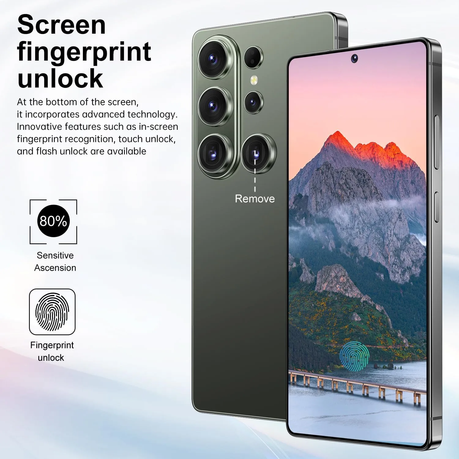 Huness S26 Ultra Unlocked Phone,Built in Pen The Phone,Cell Phone Battery 7000mAh 6.99" HD Screen,Android 15 16+512GB Smartphone,Dual SIM/5G/Face ID/Fingerprint Lock/GPS (Green)